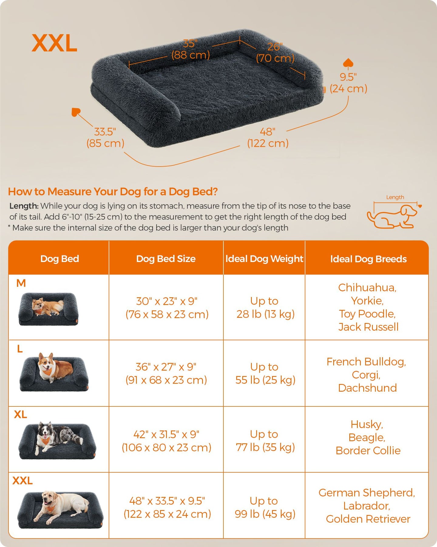 Dog Sofa Bed - Foam - Dark Grey - XXL for Large Dogs