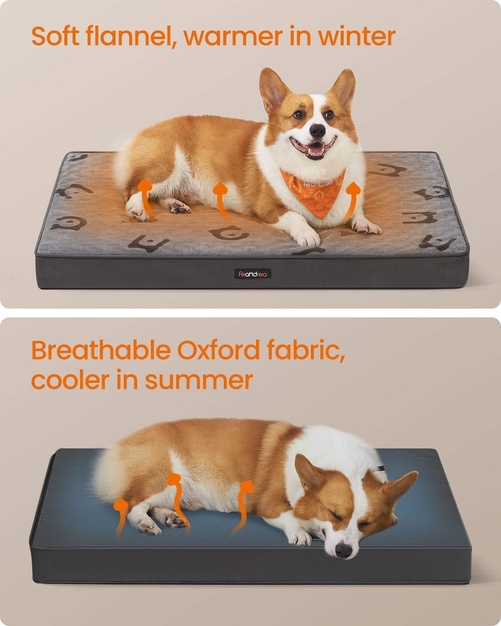 Orthopedic Dog Bed - Egg Crate Foam - Dove Grey - Washable with Waterproof Cover