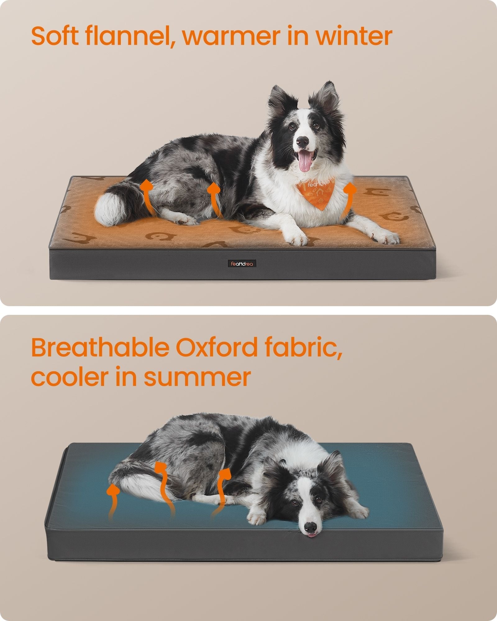 Orthopedic Dog Bed - Egg Crate Foam - Dove Grey - Waterproof Removable Cover