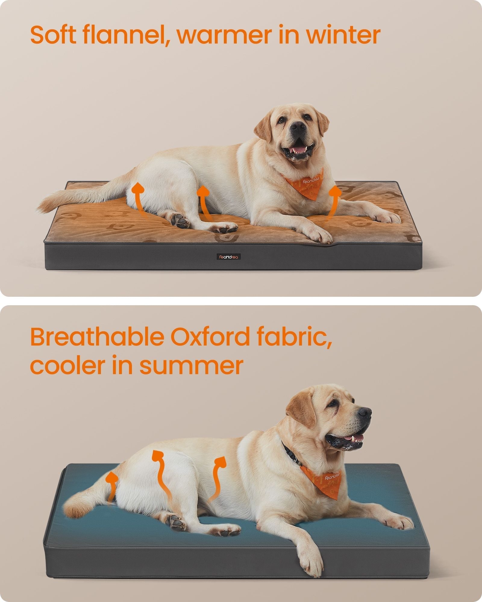 XXL Orthopedic Dog Bed - Egg Crate Foam - Dove Grey - Waterproof Removable Cover