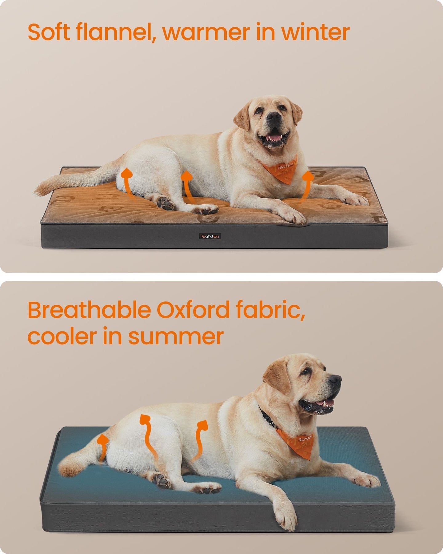 XXL Orthopedic Dog Bed - Egg Crate Foam - Dove Grey - Waterproof Removable Cover