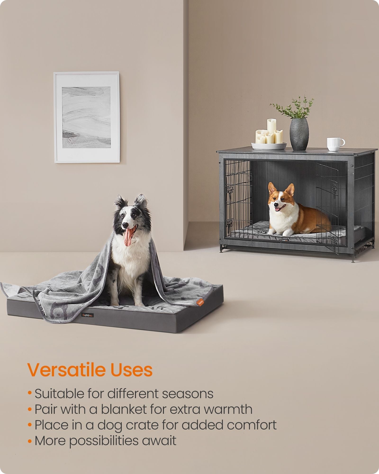 XXL Orthopedic Dog Bed - Egg Crate Foam - Dove Grey - Waterproof Removable Cover