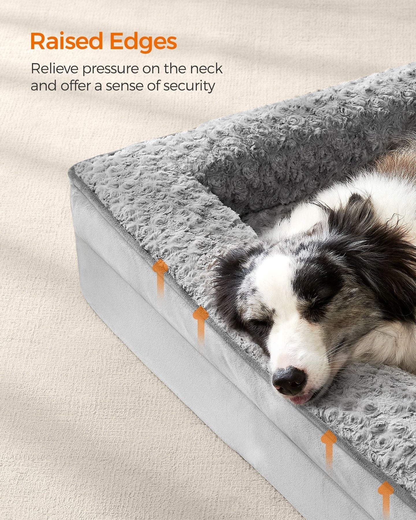 Orthopedic Dog Bed - Memory Foam - Dove Grey - Removable Washable Cover with Sides