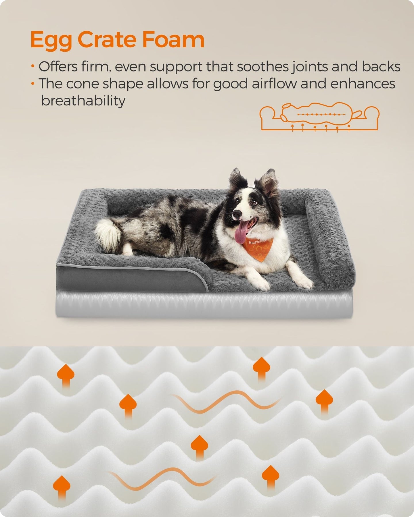 Orthopedic Dog Bed - Memory Foam - Slate Grey - Removable Washable Cover