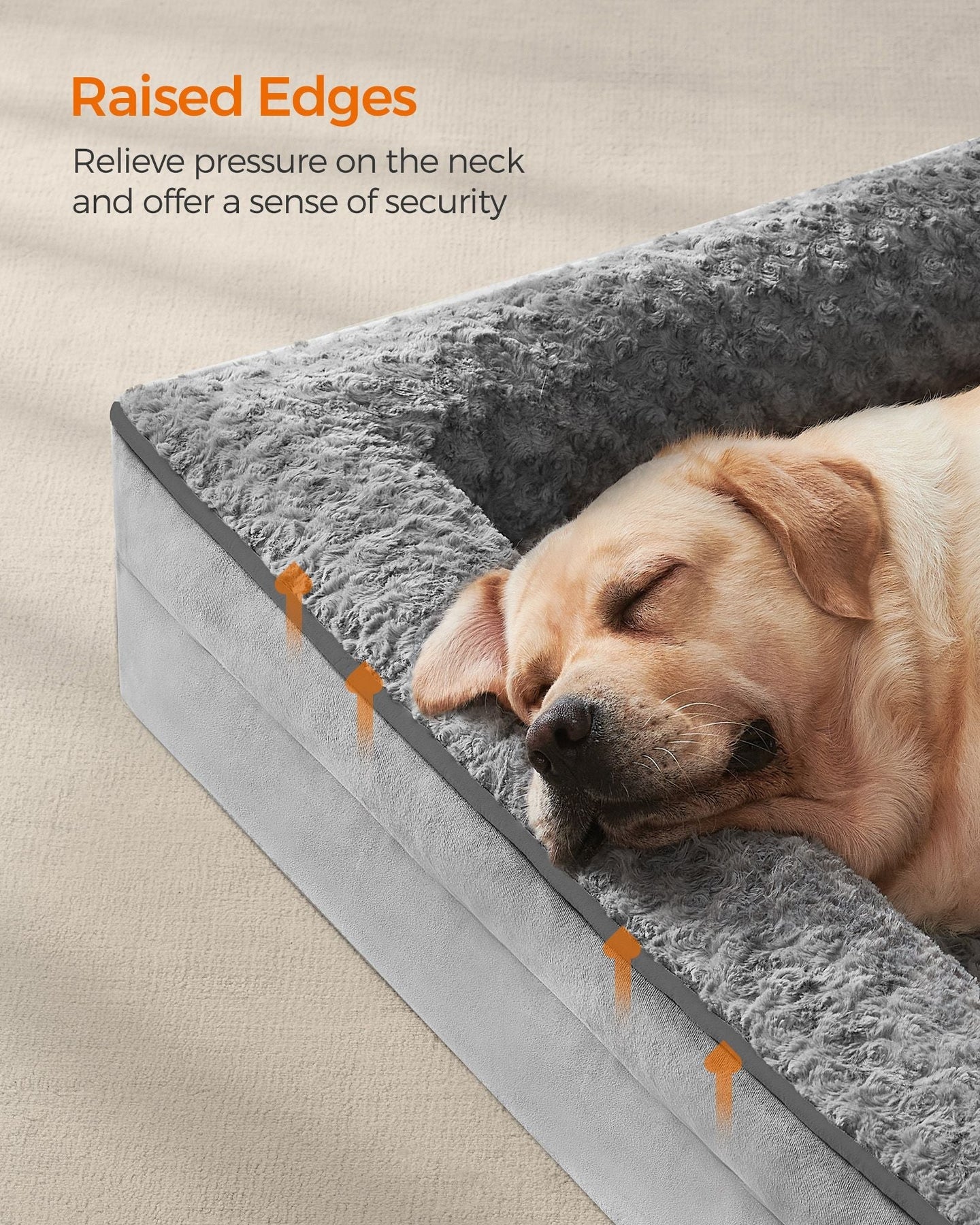 Orthopedic Dog Bed - Memory Foam - Dove Grey - Removable Washable Cover and Waterproof Liner