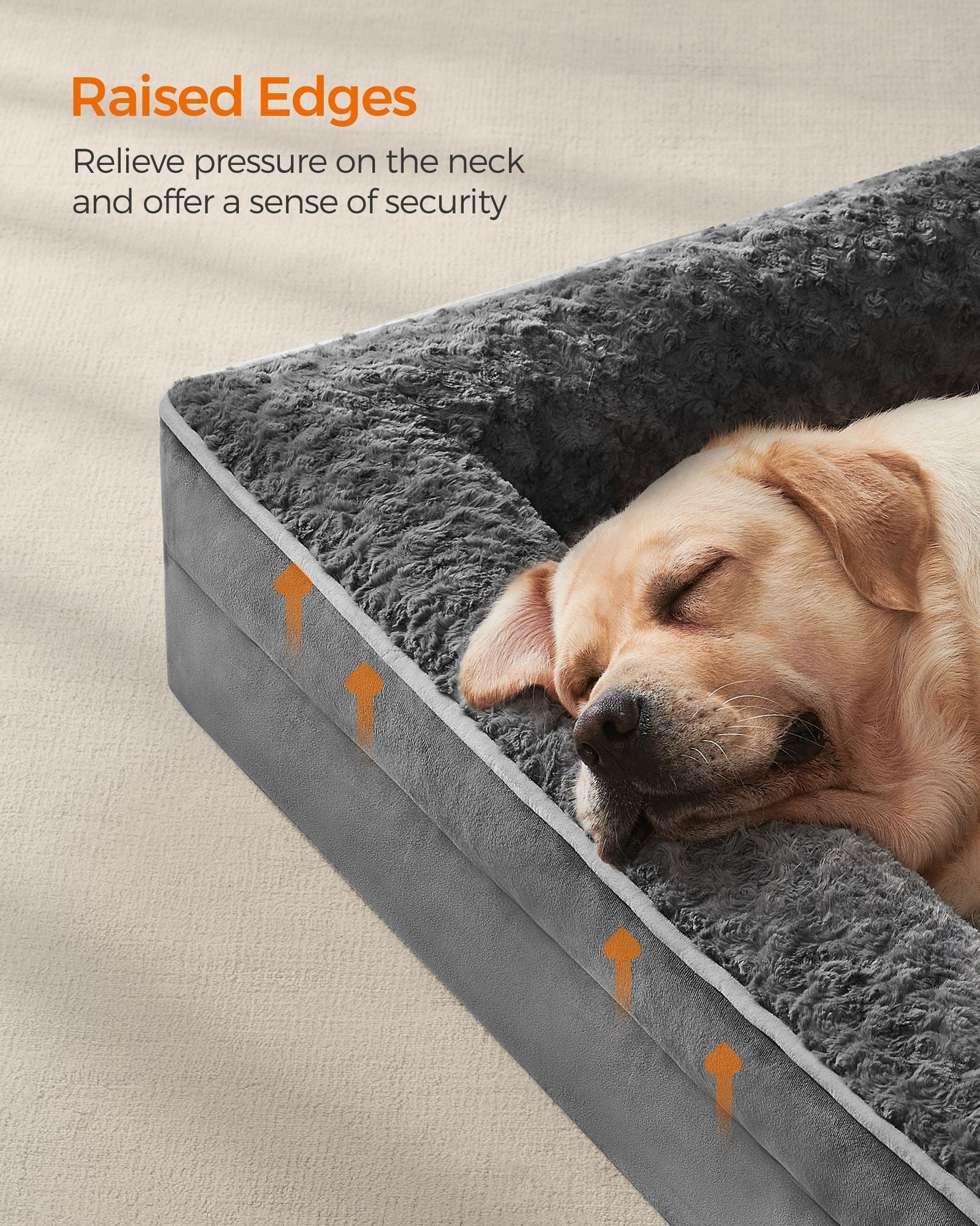 Orthopedic Dog Bed - Memory Foam - Slate Grey - Removable Washable Cover