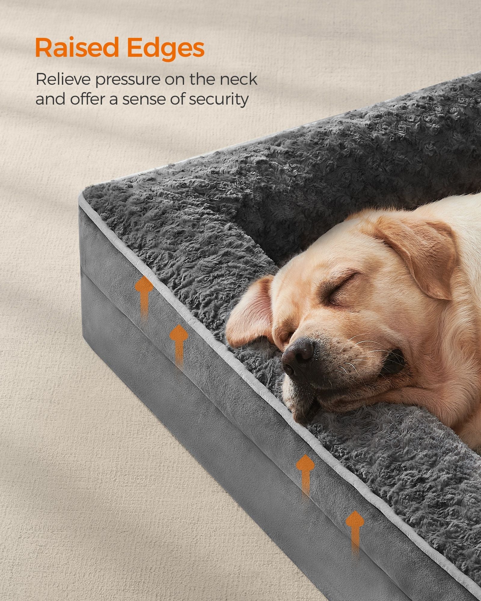 Orthopedic Dog Bed - Memory Foam - Slate Grey - Removable Washable Cover