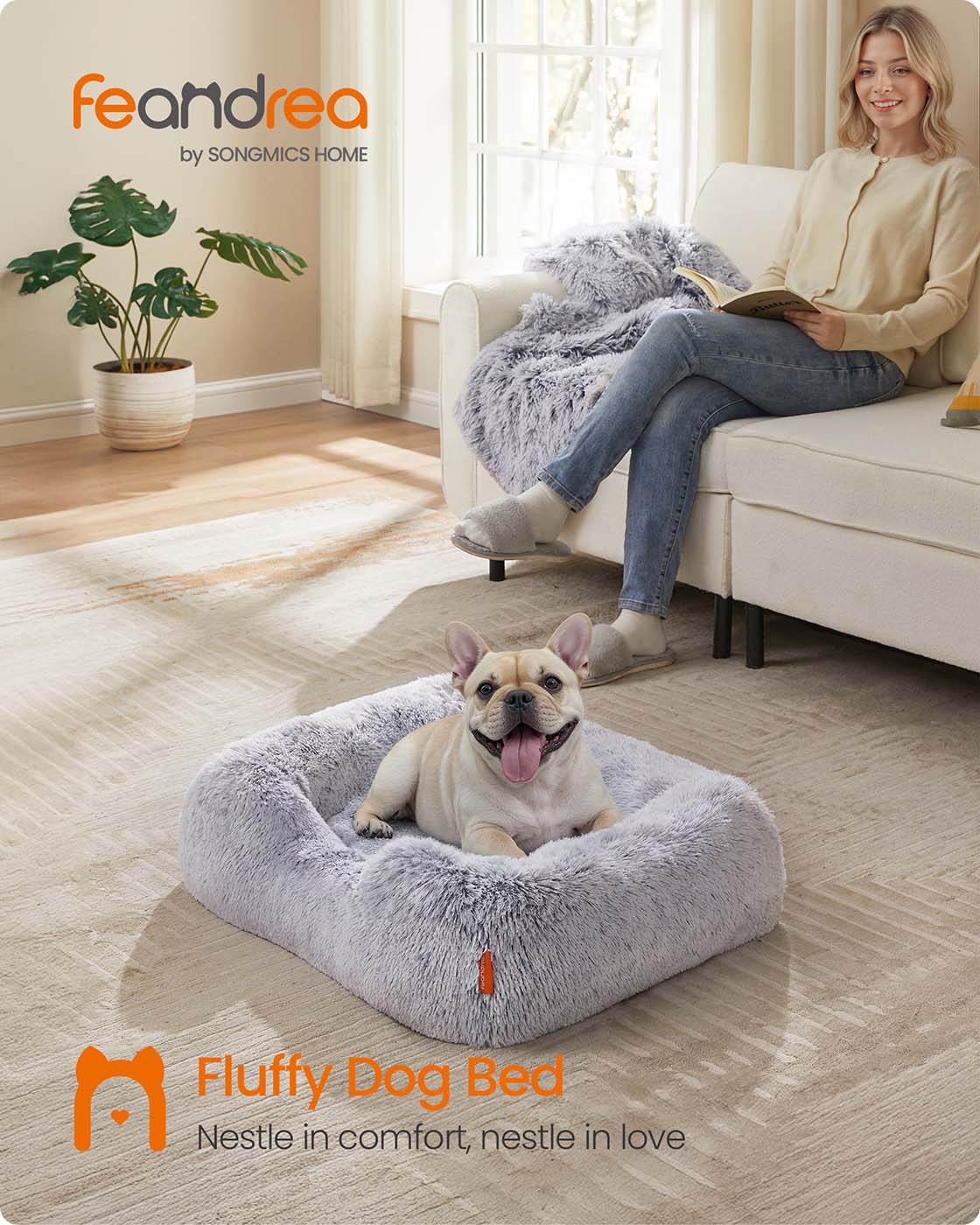 Dog Bed - Grey Ombré - Soft Padding
