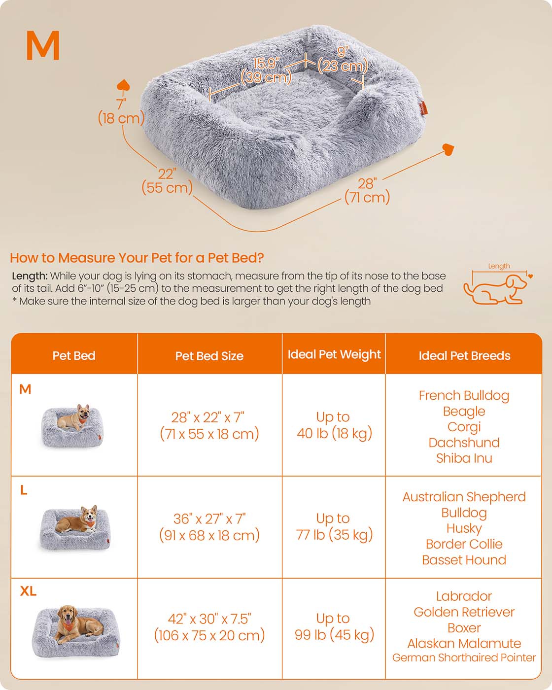 Dog Bed - Grey Ombré - Soft Padding