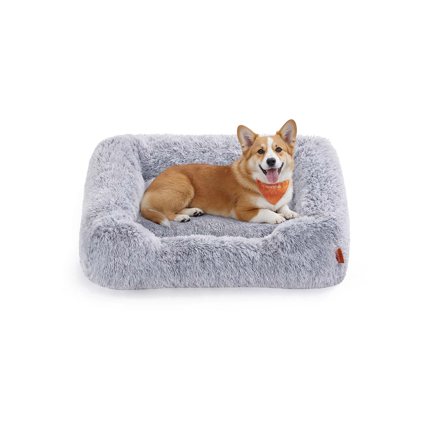 Dog Bed - Fabric - Grey Ombré - Soft Padding with Raised Edges and Removable Cover