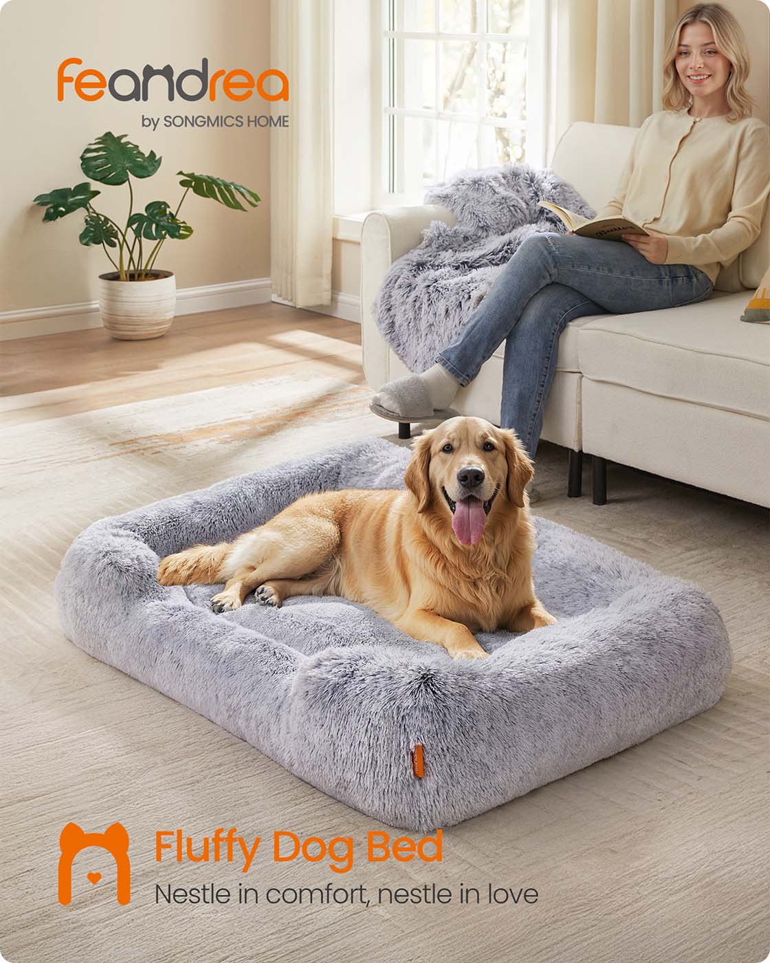 Dog Sofa Bed - Grey Ombré - Soft Padding