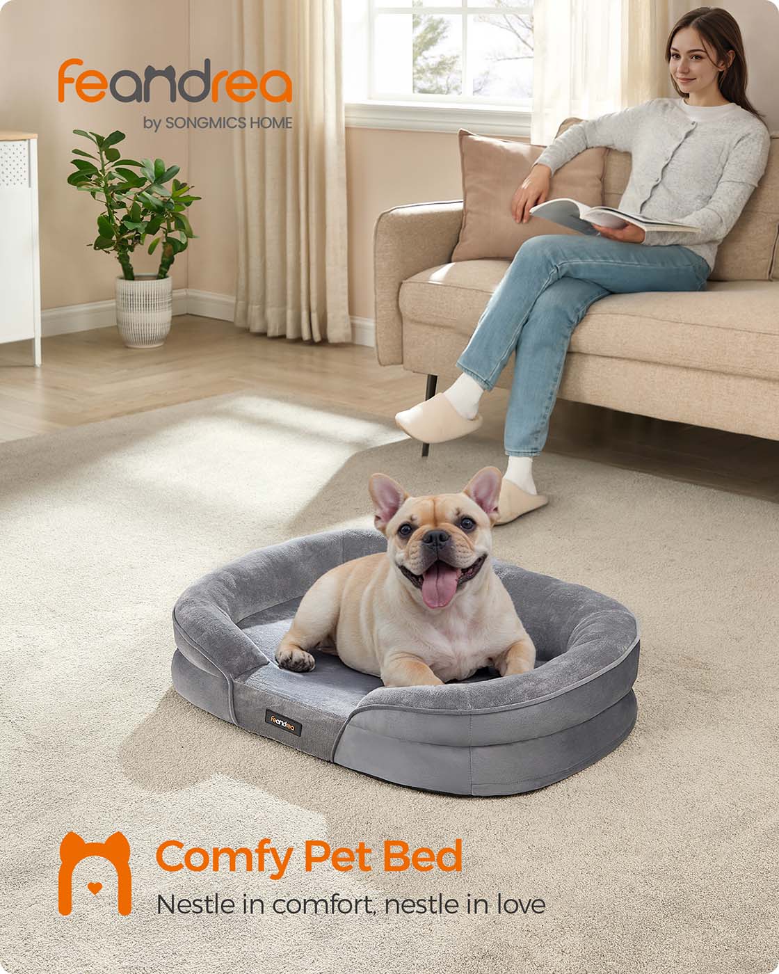 Orthopaedic Dog Sofa - Egg Crate Foam - Light Grey - Waterproof and Machine Washable