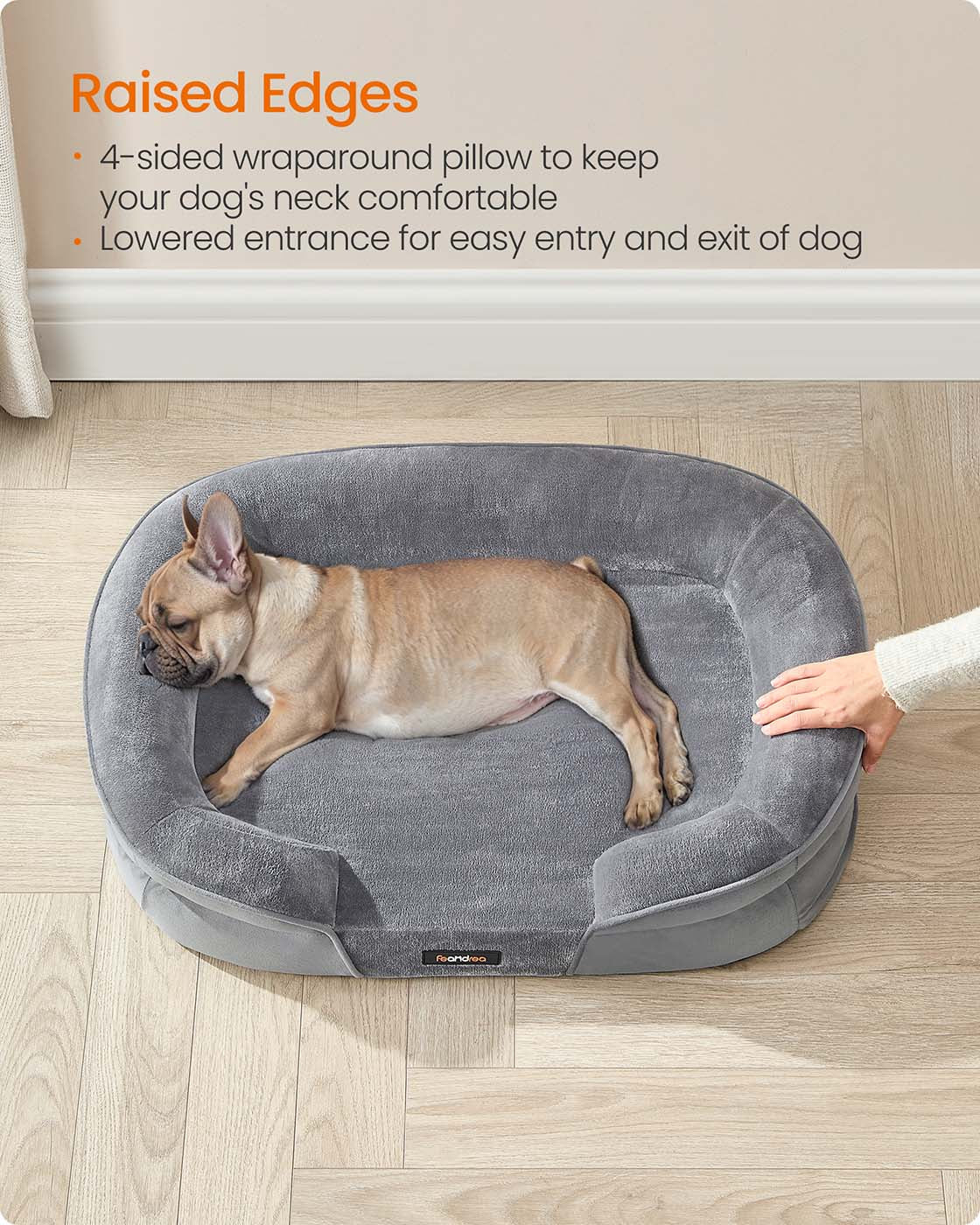 Orthopaedic Dog Sofa - Egg Crate Foam - Light Grey - Waterproof and Machine Washable