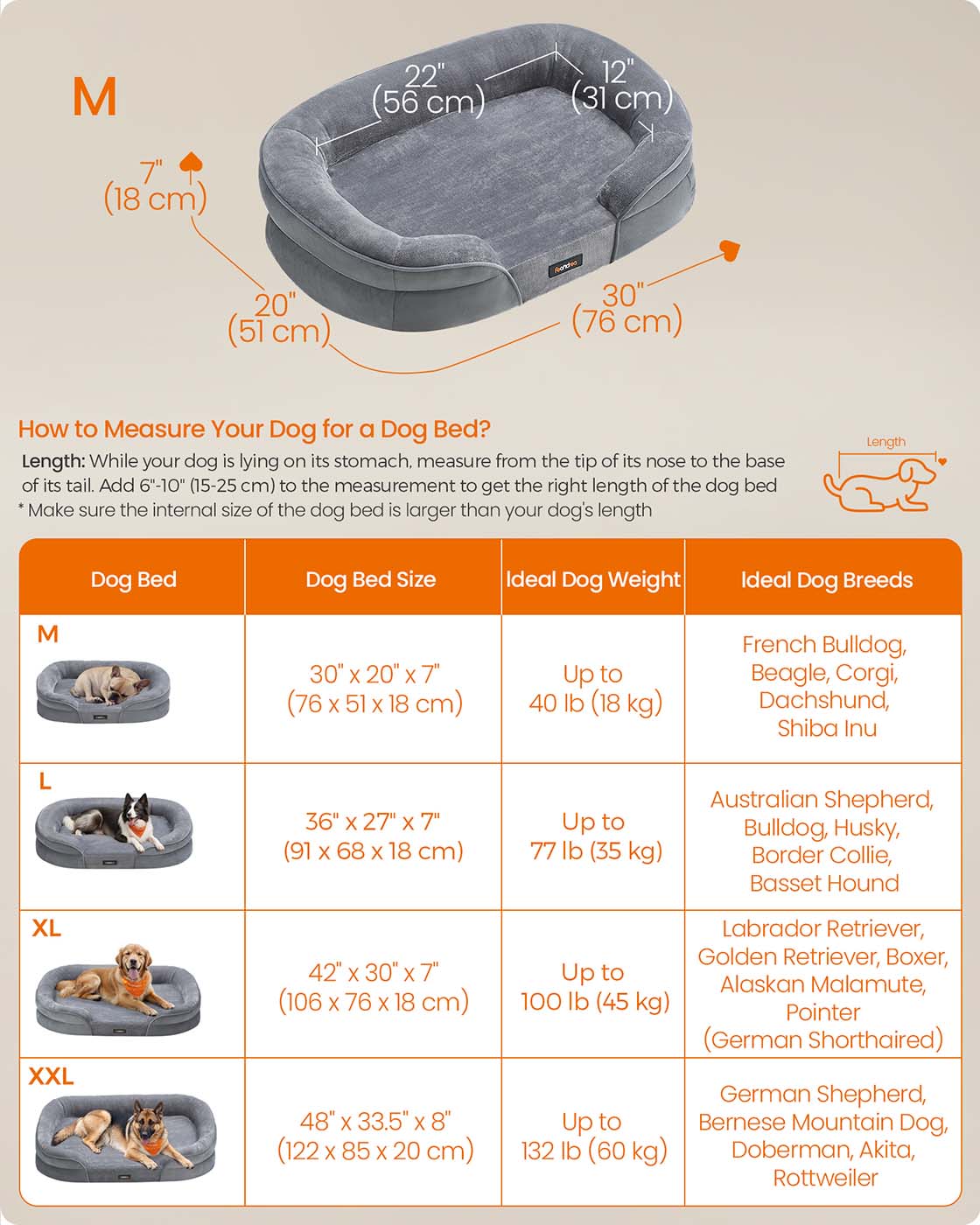Orthopaedic Dog Sofa - Egg Crate Foam - Light Grey - Waterproof and Machine Washable