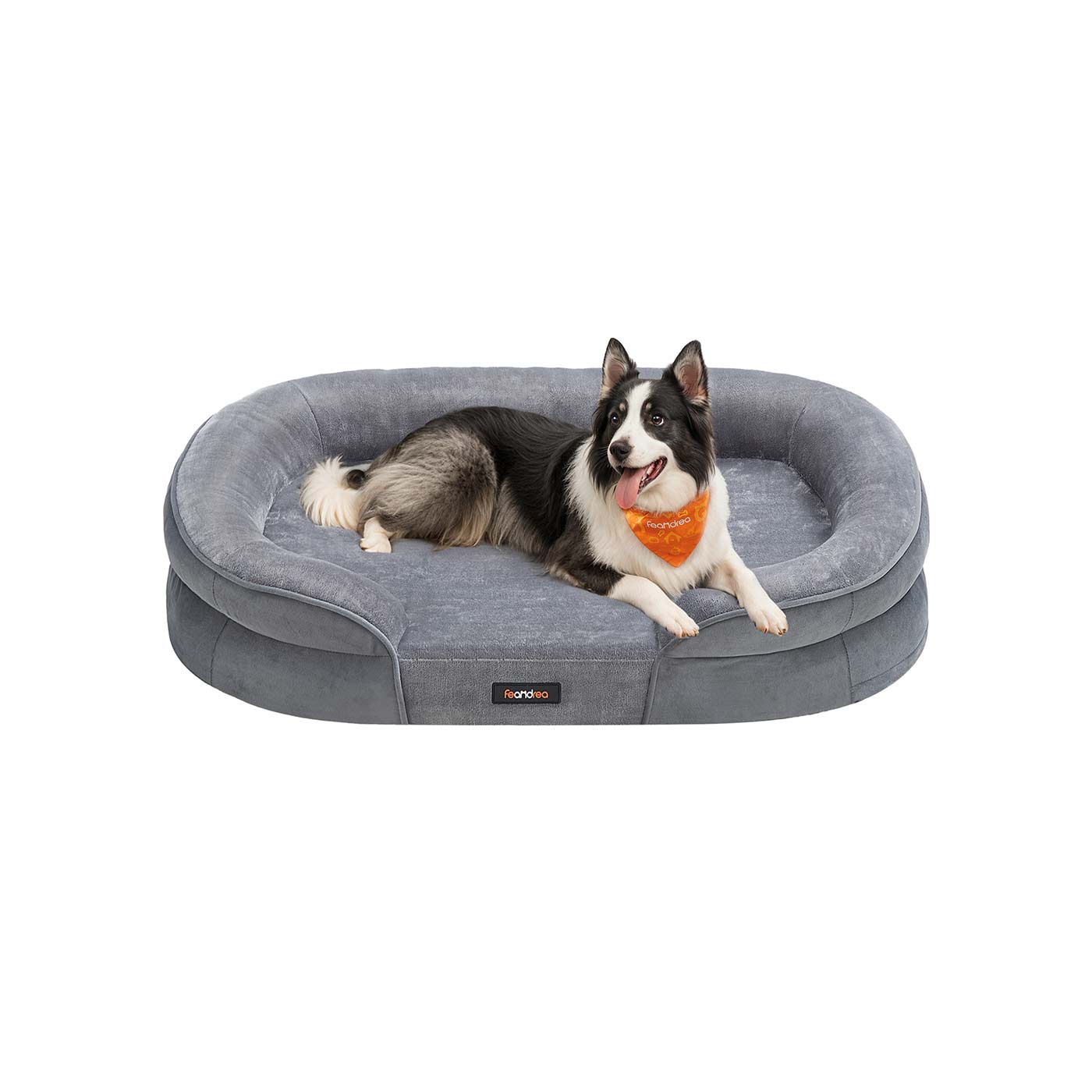 Orthopaedic Dog Sofa - Egg Crate Foam - Light Grey - Removable Cover and Non-Slip Design