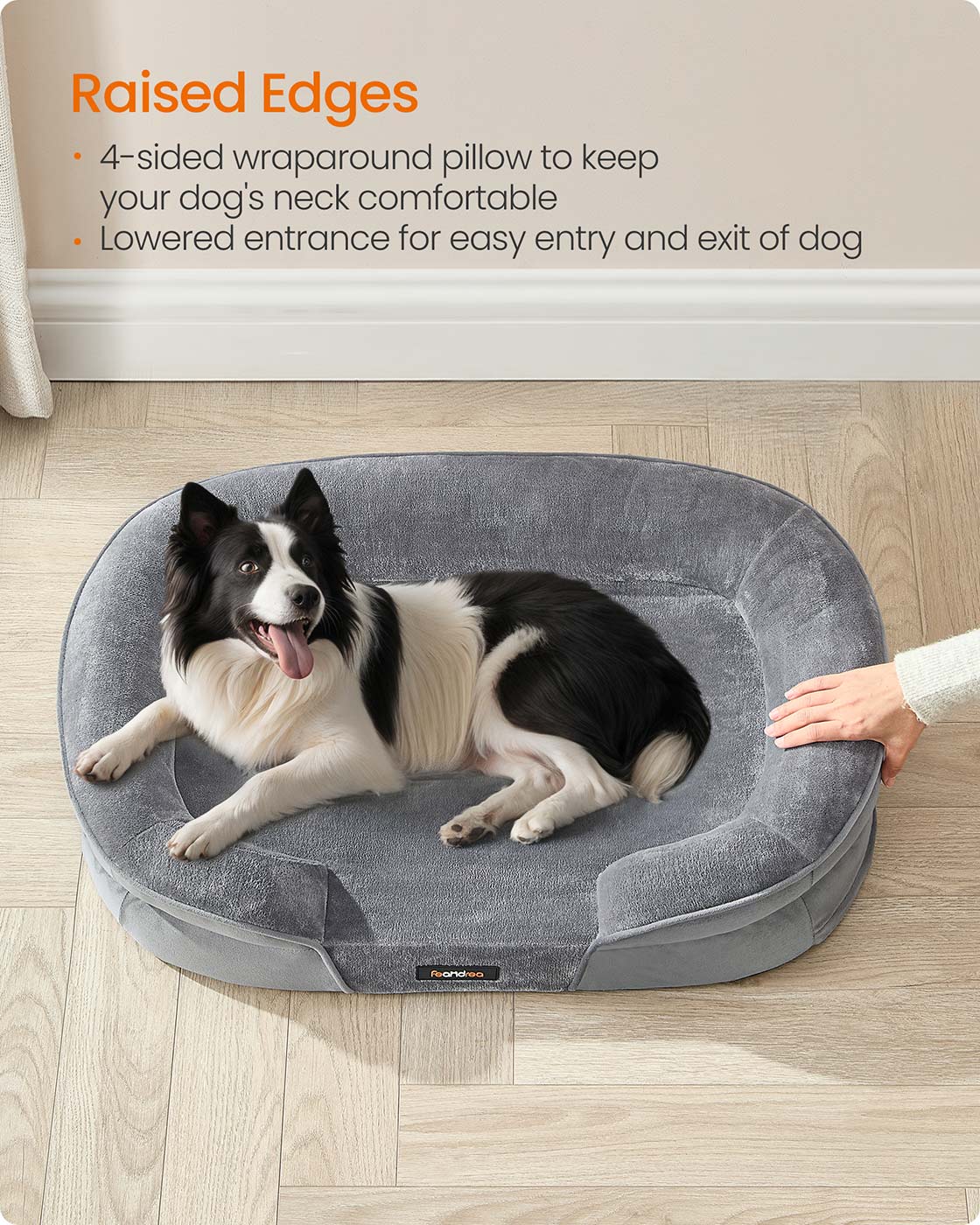 Orthopaedic Dog Sofa - Egg Crate Foam - Light Grey - Removable Cover and Non-Slip Design