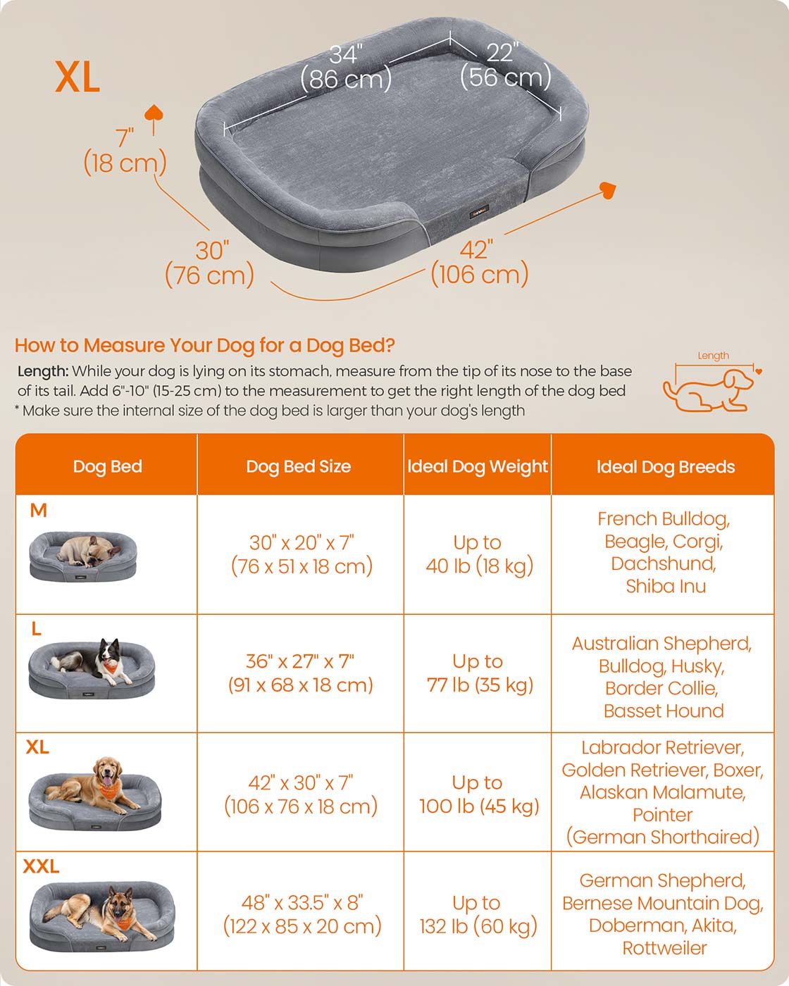 Orthopaedic Dog Sofa - Egg Crate Foam - Light Grey - Waterproof