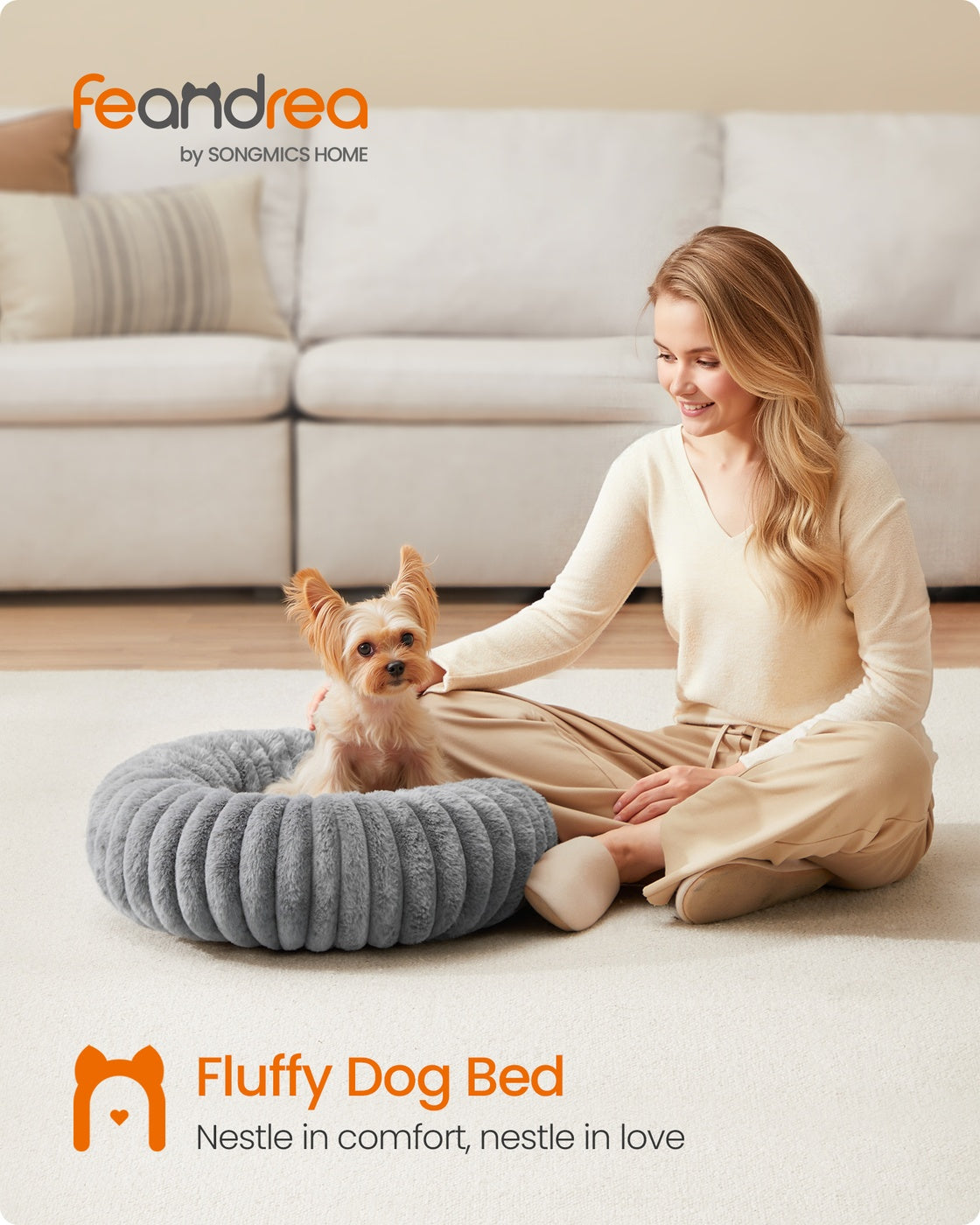 Small Dog & Cat Bed - Dove Grey - Soft Padding