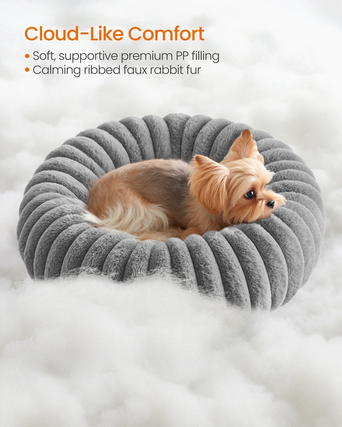 Small Dog & Cat Bed - Dove Grey - Soft Padding
