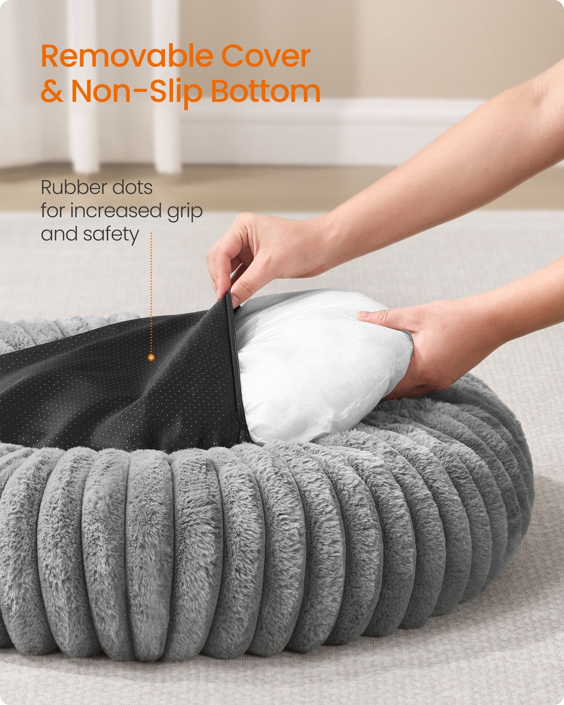 Small Dog & Cat Bed - Dove Grey - Soft Padding