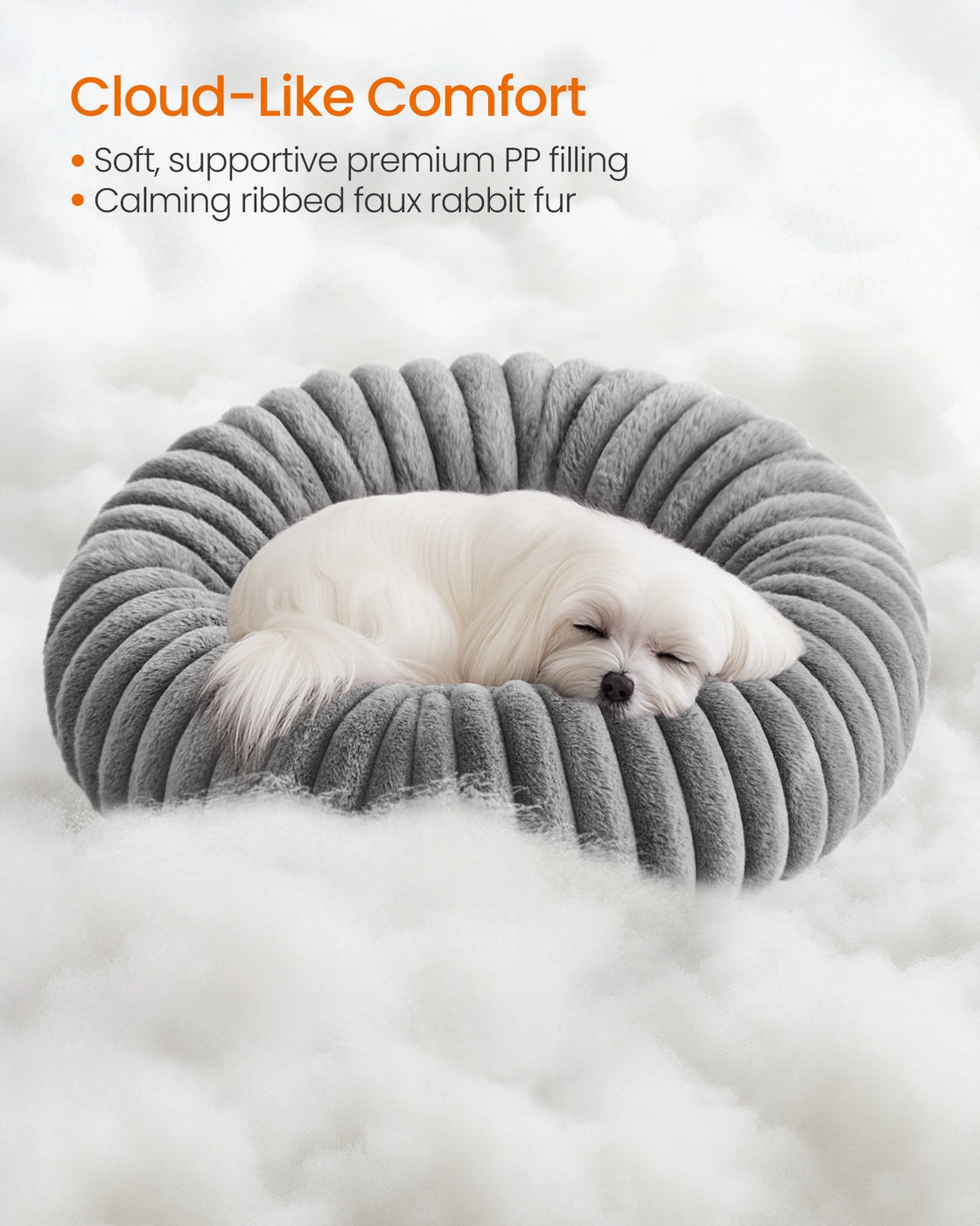 Medium Dog and Cat Bed - Dove Grey - Soft Padding