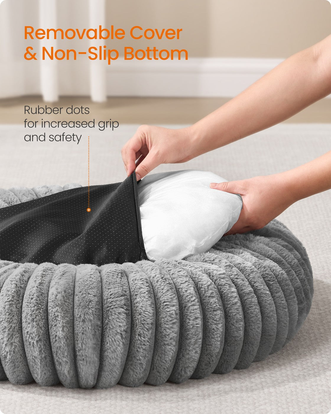 Medium Dog and Cat Bed - Dove Grey - Soft Padding