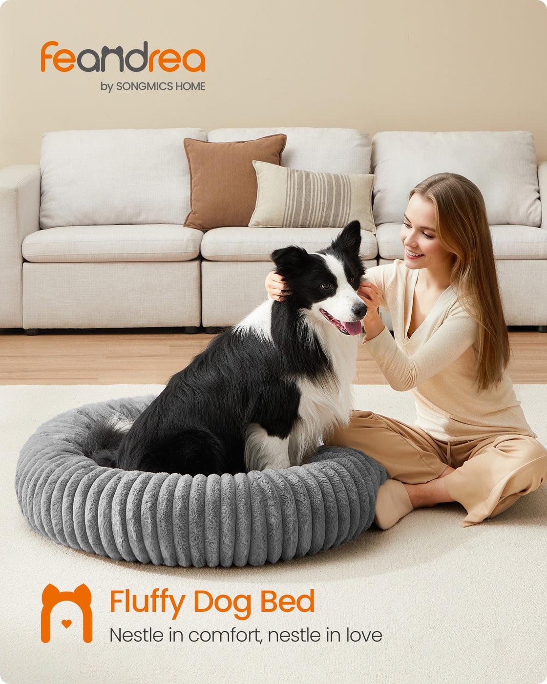 Extra Large Dog Bed - Dove Grey - Soft Padding