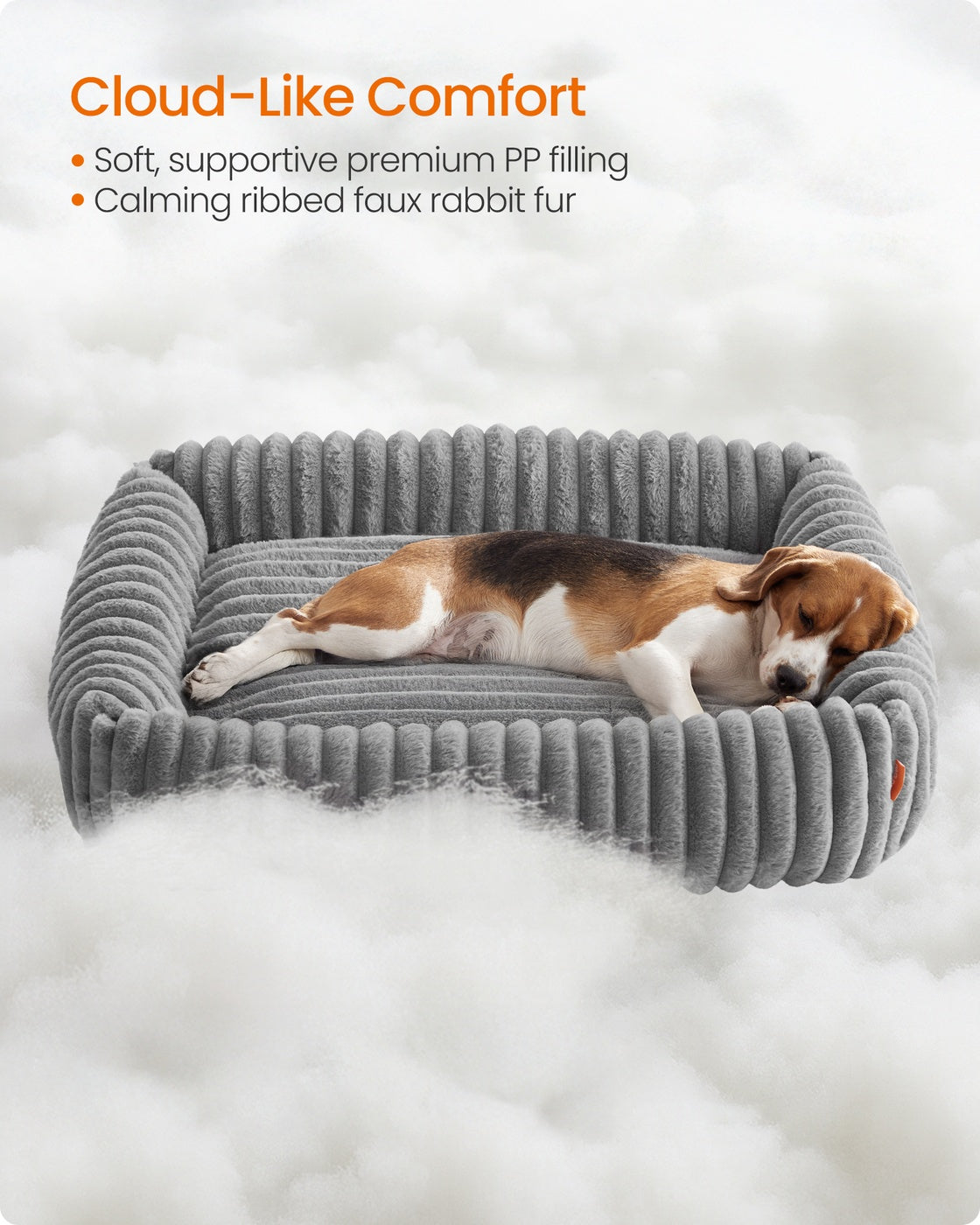 Large Dog Sofa Bed - Dove Grey - Soft Padding