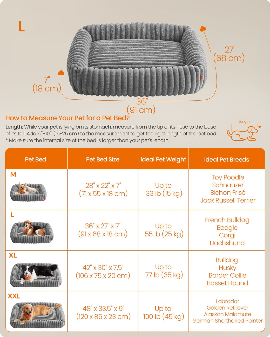 Large Dog Sofa Bed - Dove Grey - Soft Padding