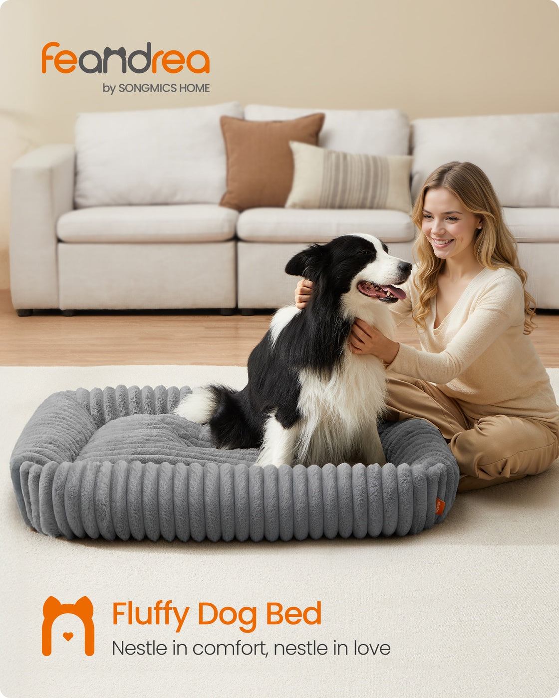 Large Dog Sofa Bed - Dove Grey - Soft Padding