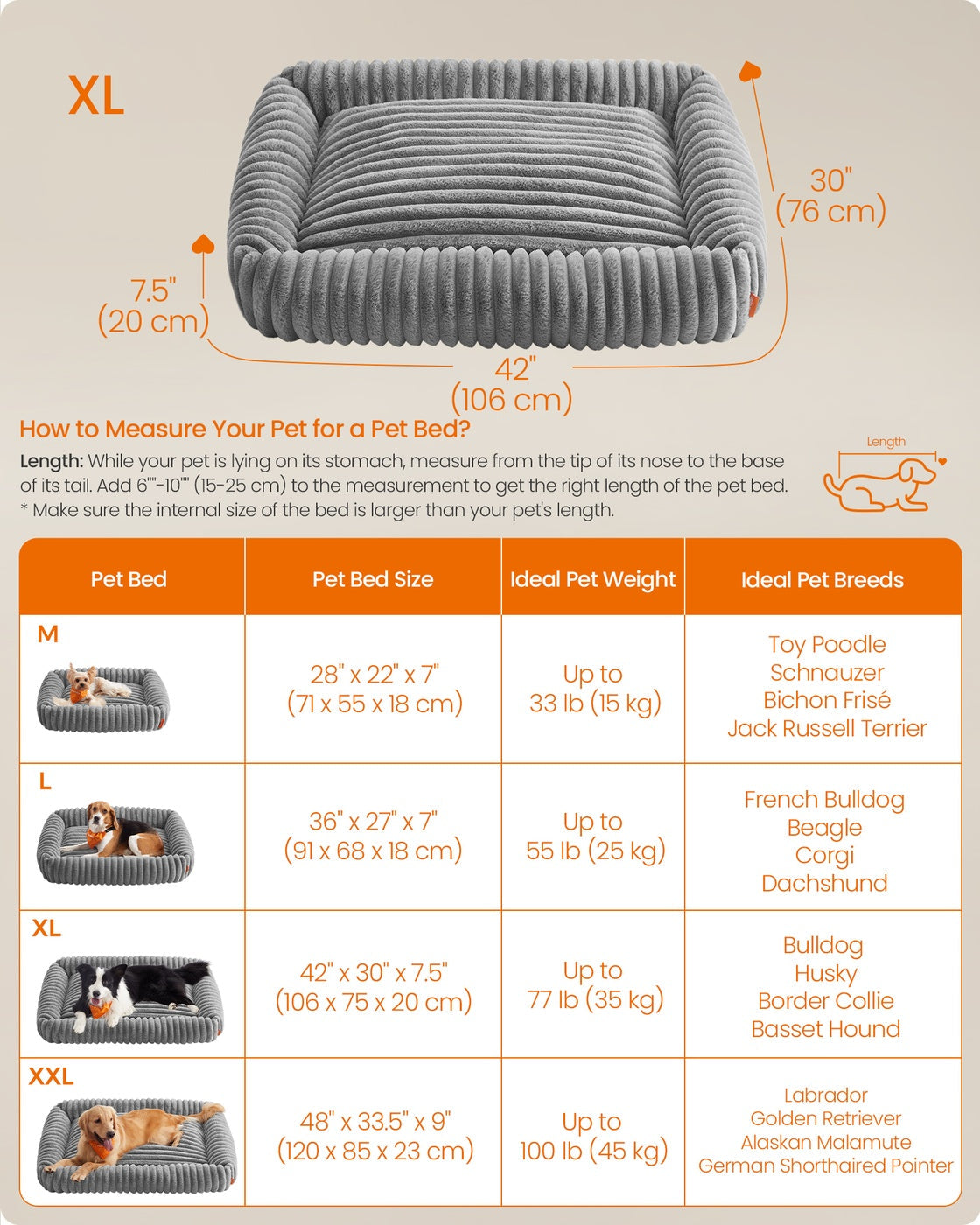Large Dog Sofa Bed - Dove Grey - Soft Padding