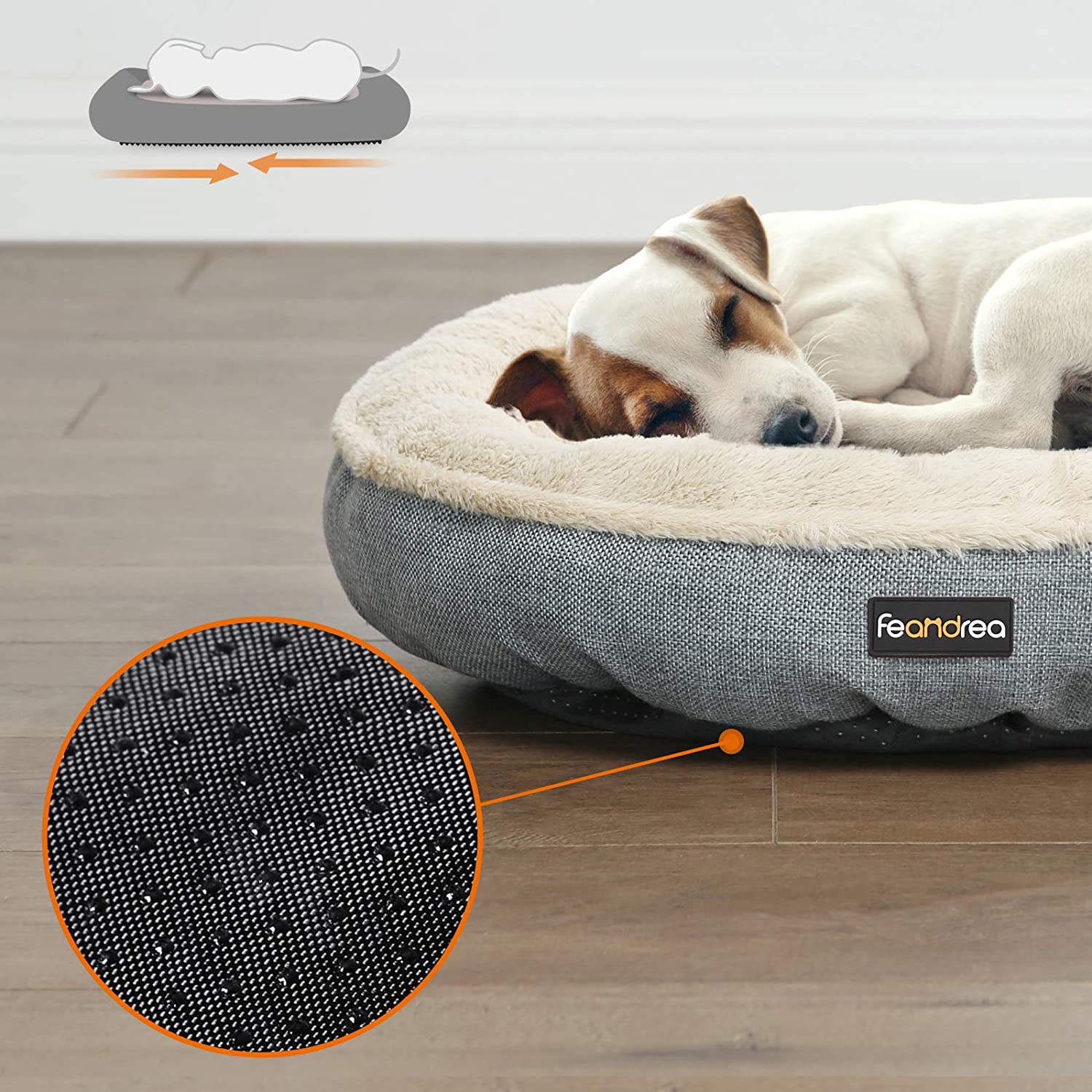 Donut Shape Dog Bed - 55 cm Diameter - Fabric - Dark Grey - Quality Materials for Cozy Nesting