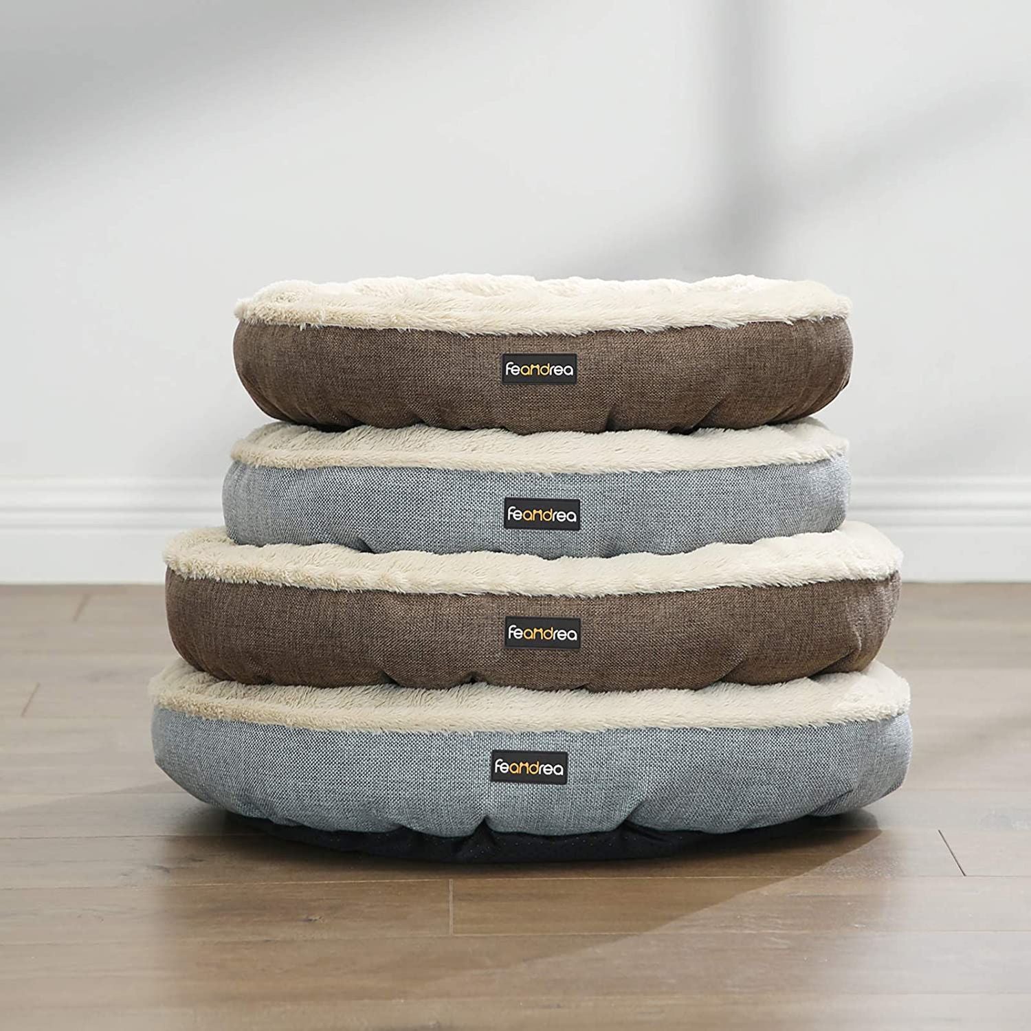 Donut Shape Dog Bed - 55 cm Diameter - Fabric - Dark Grey - Quality Materials for Cozy Nesting