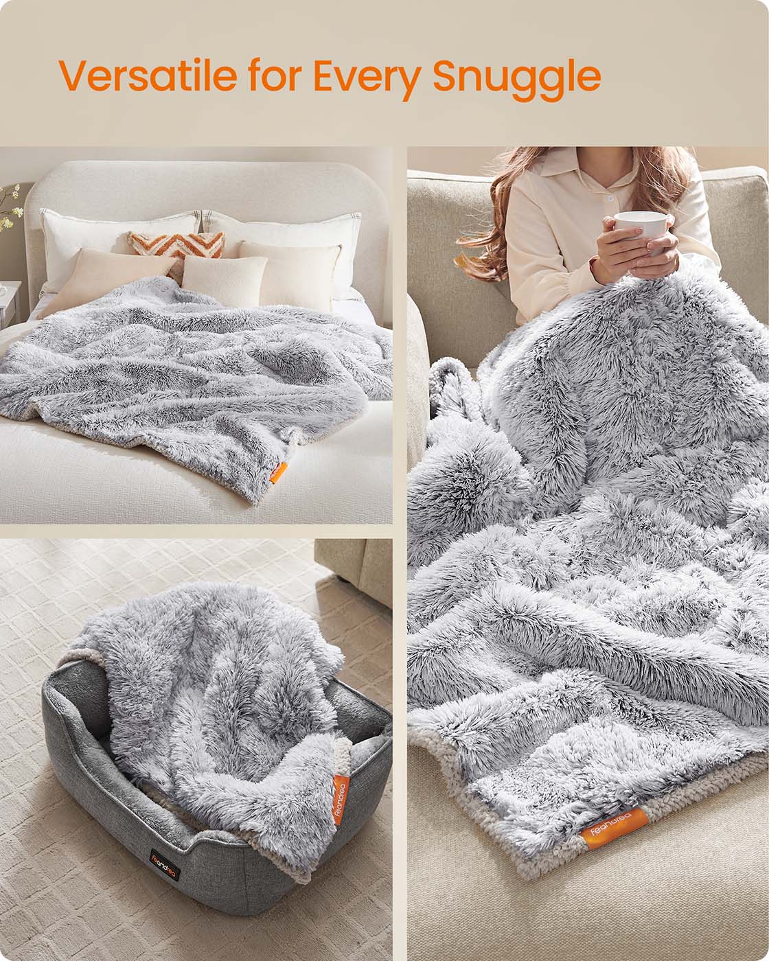 Waterproof Dog Blanket - Grey Ombré - Sherpa Fleece