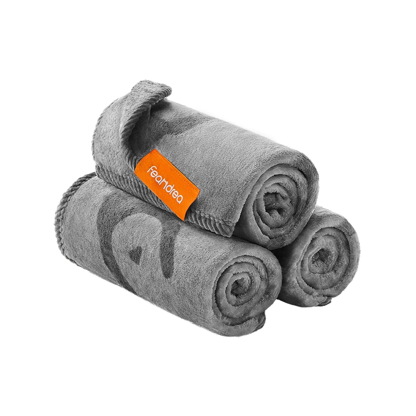 Pack of 3 Flannel Pet Blankets - Washable, 73 x 63 cm - Slate Grey - Flannel