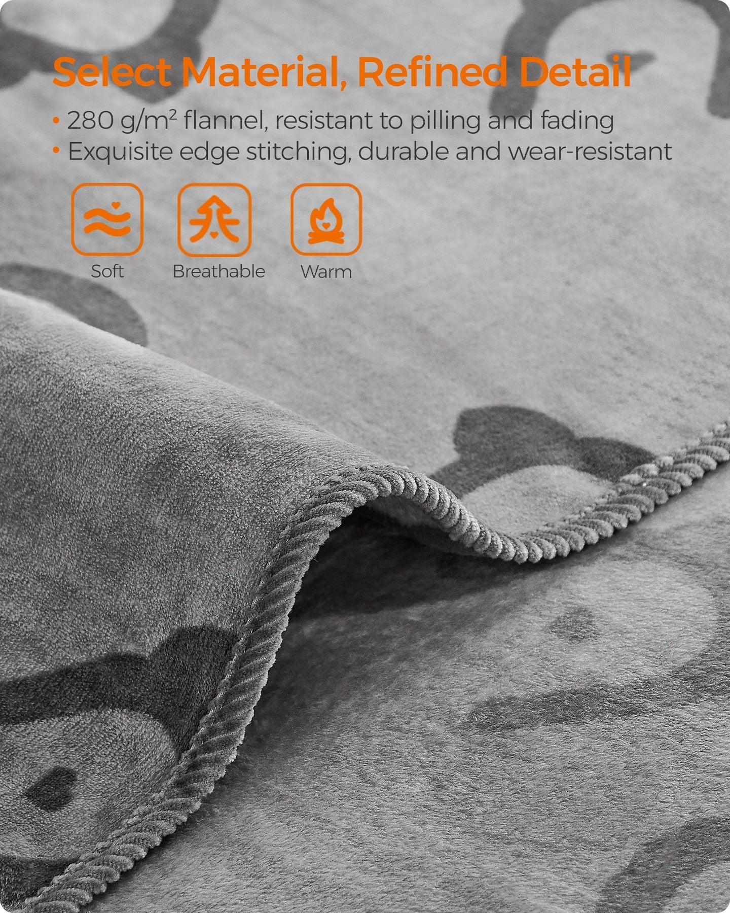 Pack of 3 Pet Blankets - Washable, 102 x 73 cm - Slate Grey - Flannel