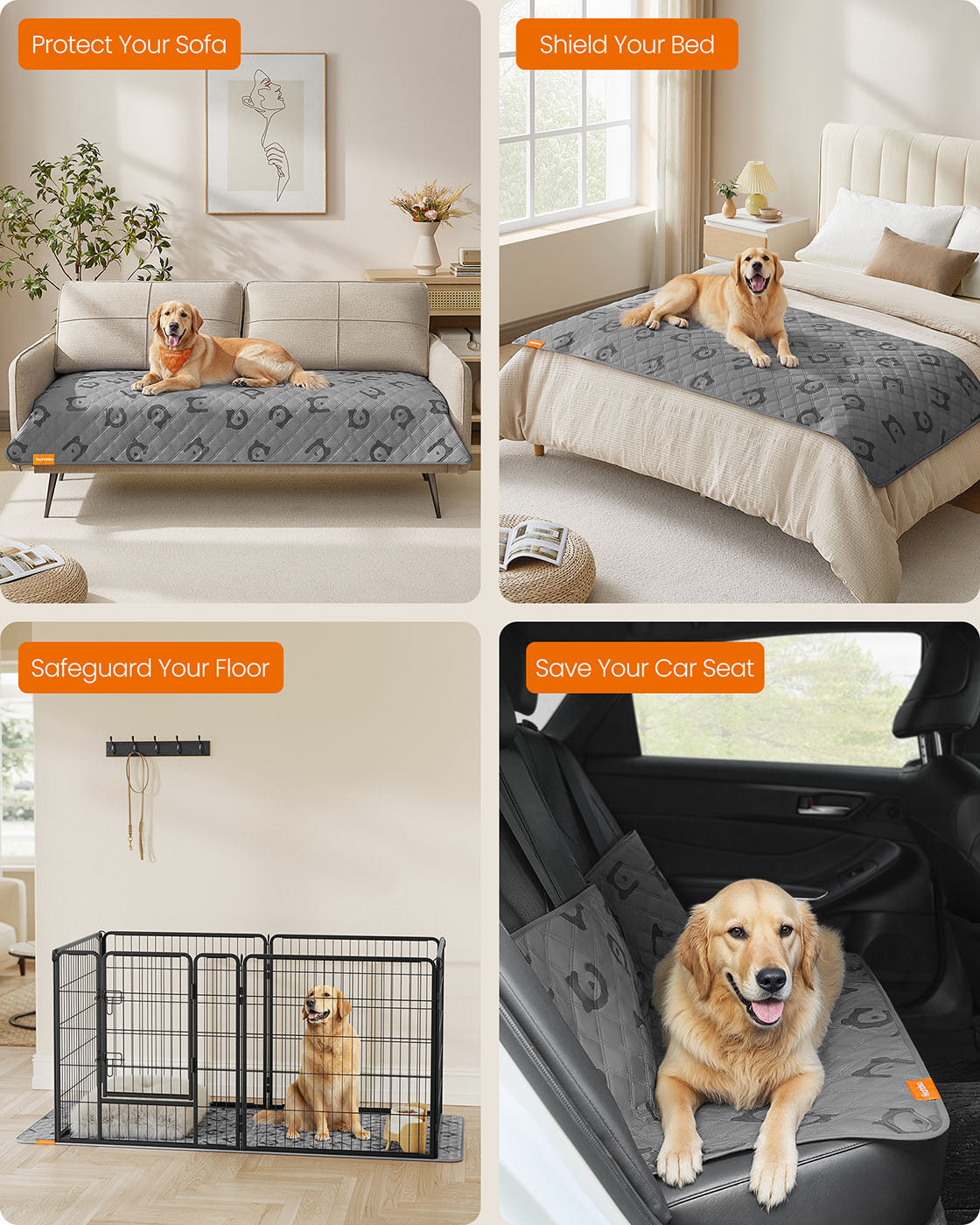 Waterproof Dog Blanket - Quilted Fabric - Dove Grey - Non-Slip Design for Large Dogs 178 x 76 cm