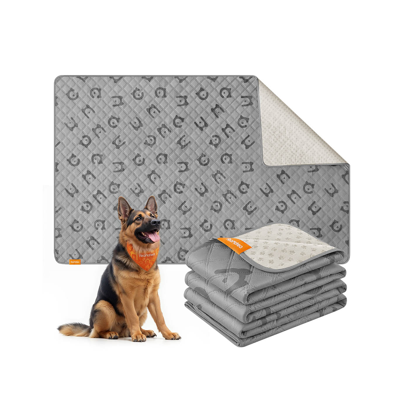 Waterproof Dog Blanket - Fabric - Dove Grey - Large Size with Non-Slip Bottom and Quilted Design