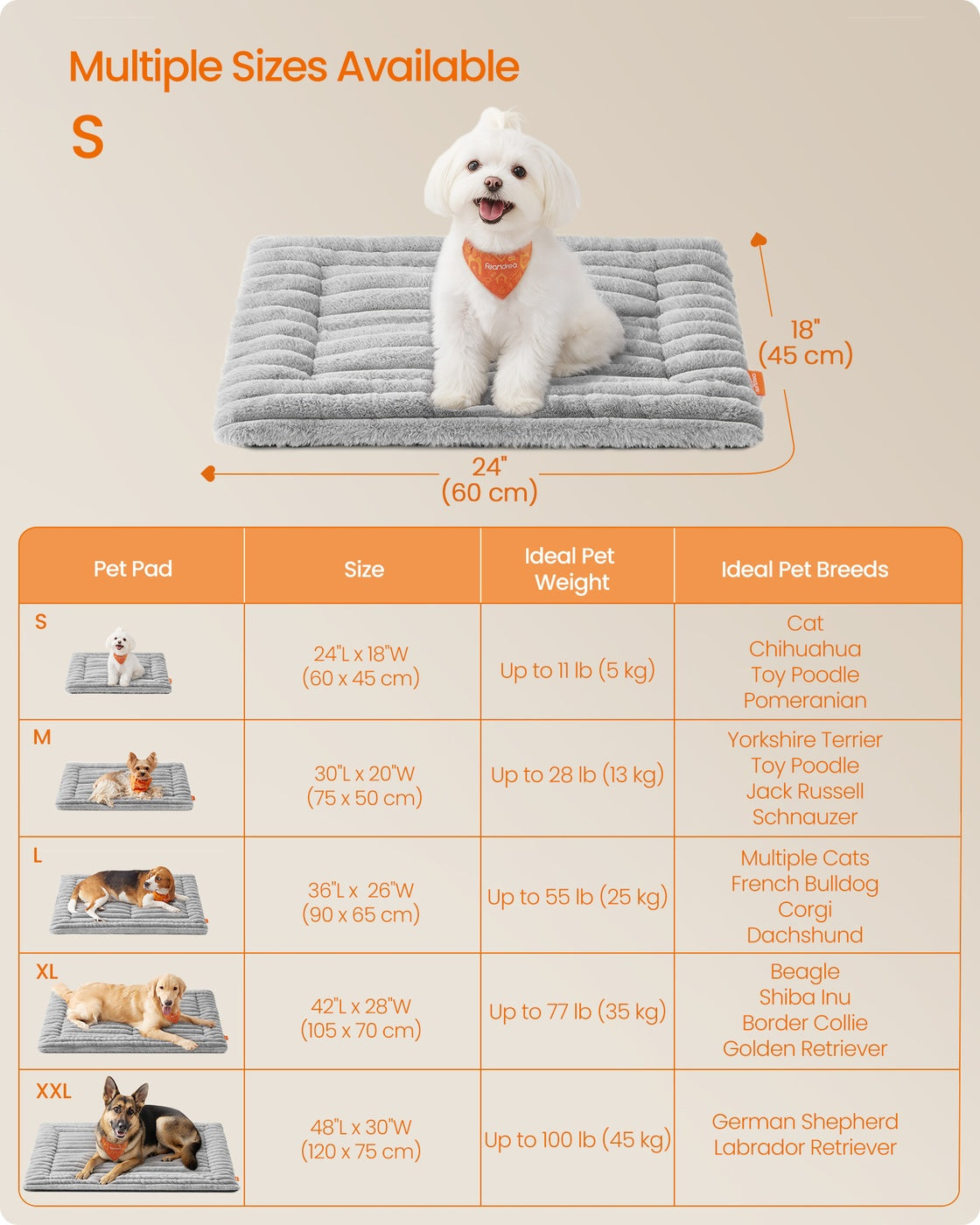 Pet Bed Mat - Fabric - Dove Grey - Machine Washable