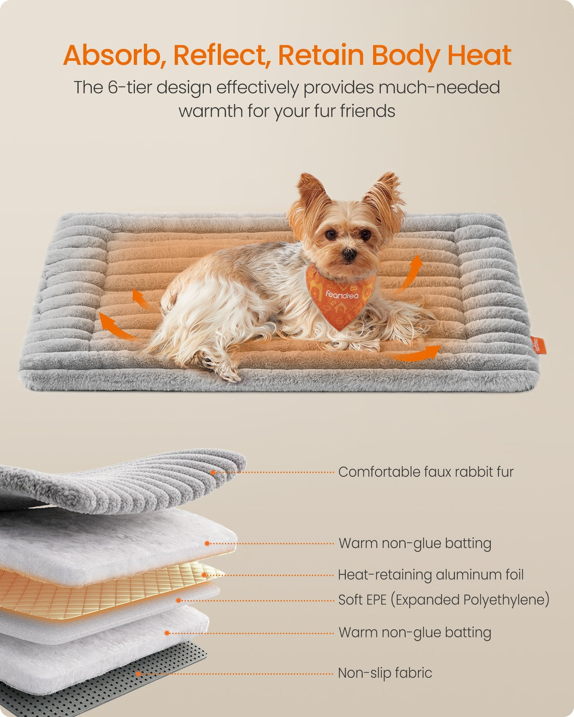 Dog Bed Mat - Fabric - Dove Grey - Machine Washable