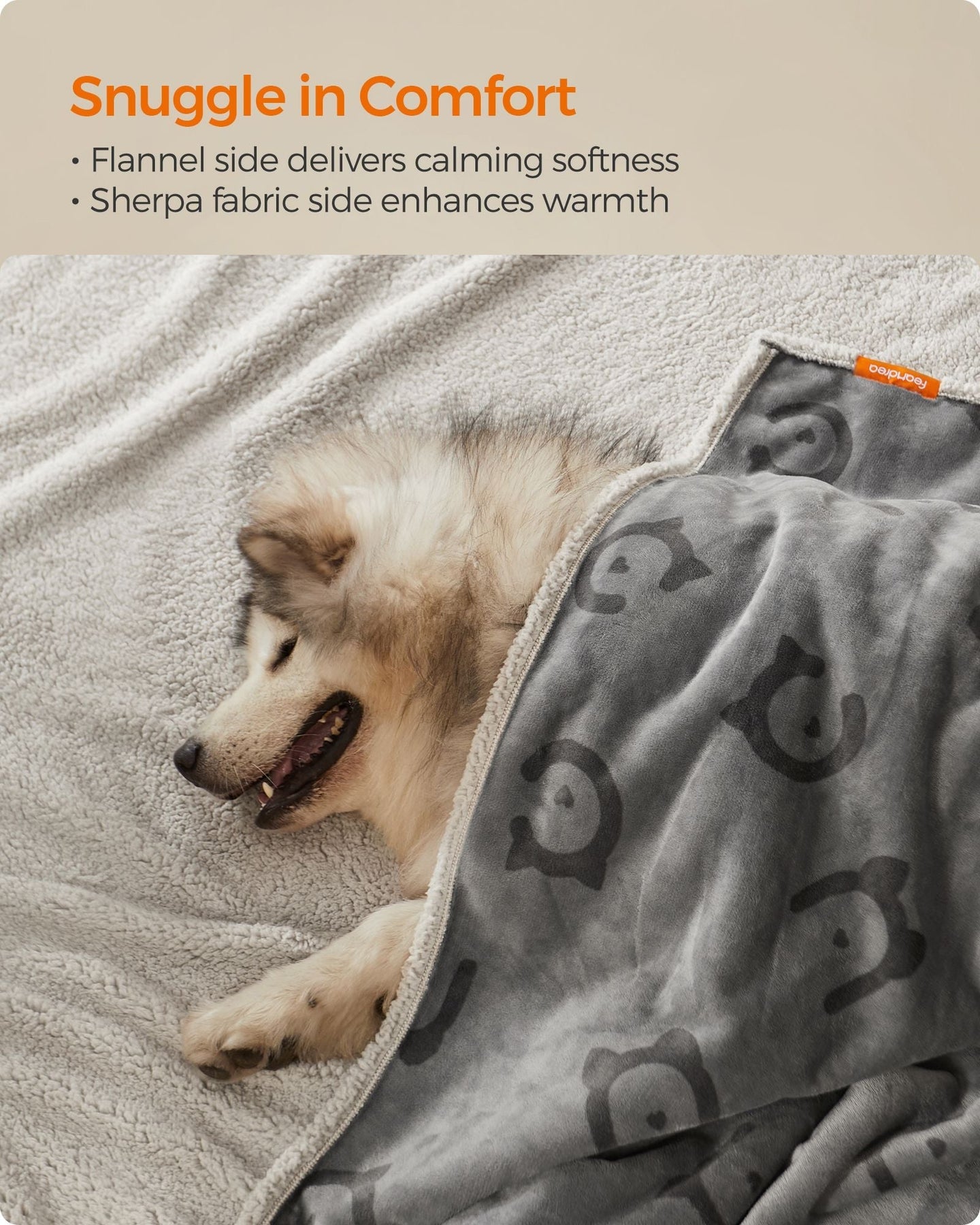 XXXL Waterproof Sherpa Fleece Dog Blanket - Grey - Sherpa Fleece