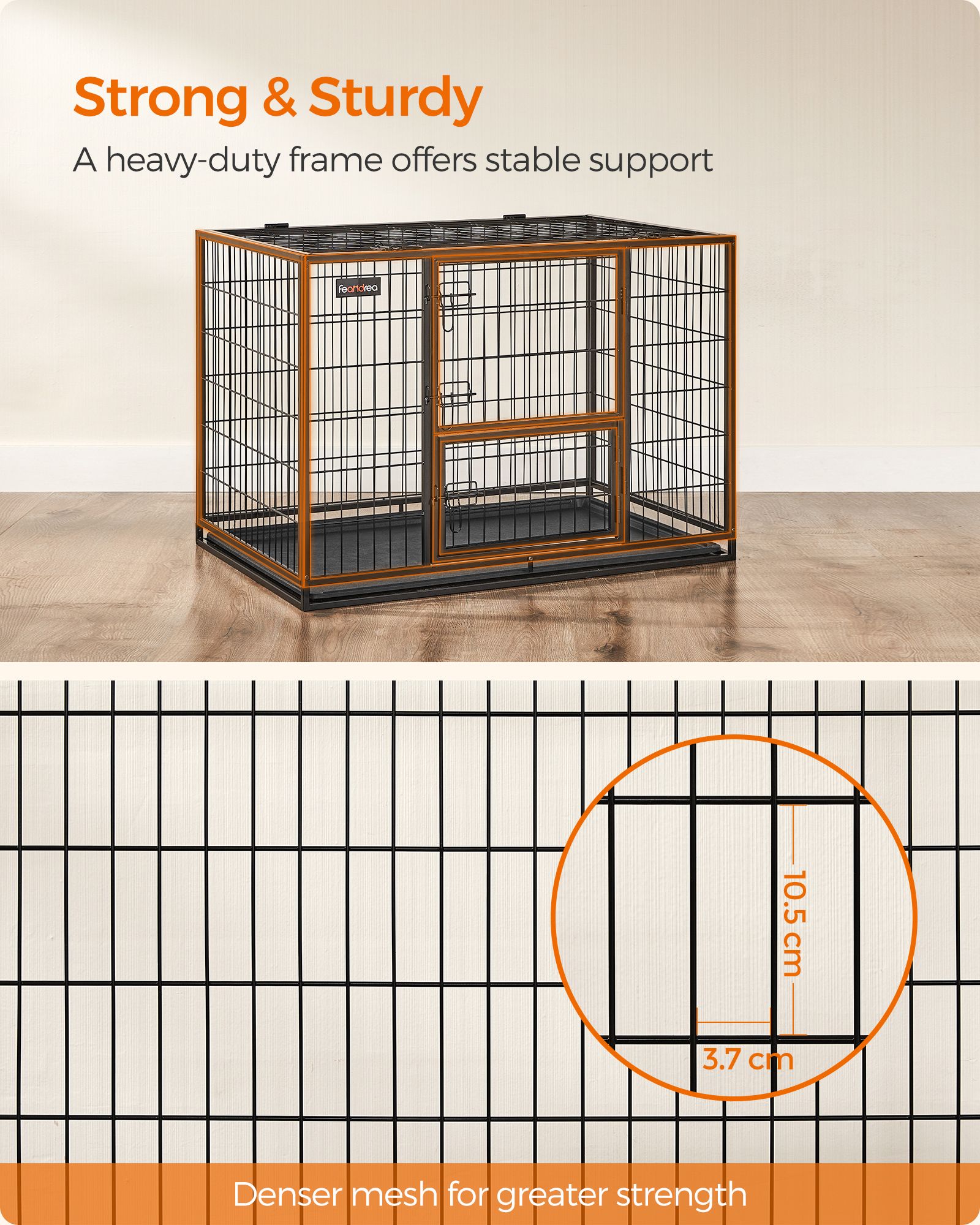 Heavy-Duty Dog Crate - Metal - Black - XL with Removable Doors and Easy Cleaning