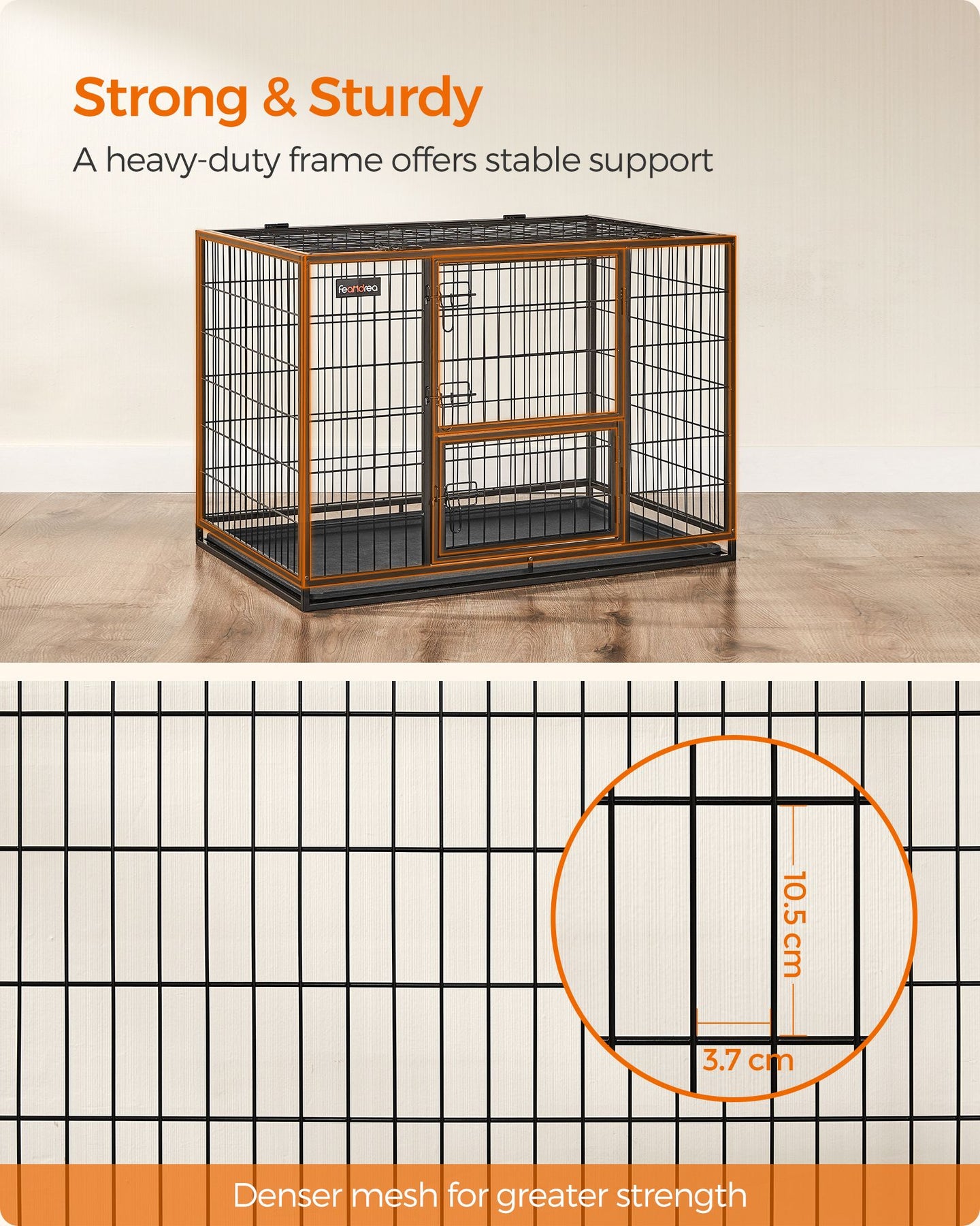 Heavy-Duty Dog Crate - Metal - Black - XL with Removable Doors and Easy Cleaning