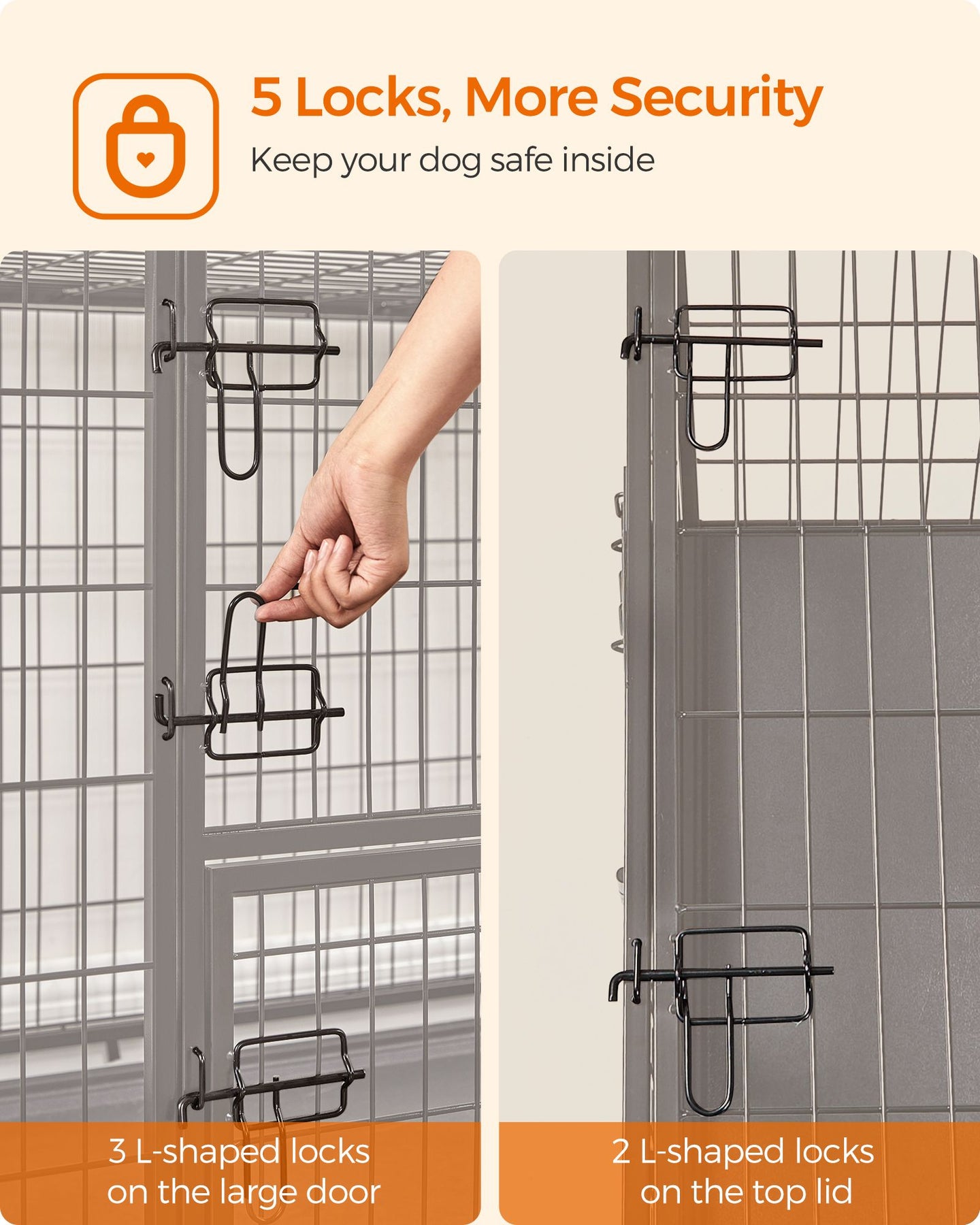 Heavy-Duty Dog Crate - Metal - Black - XL with Removable Doors and Easy Cleaning