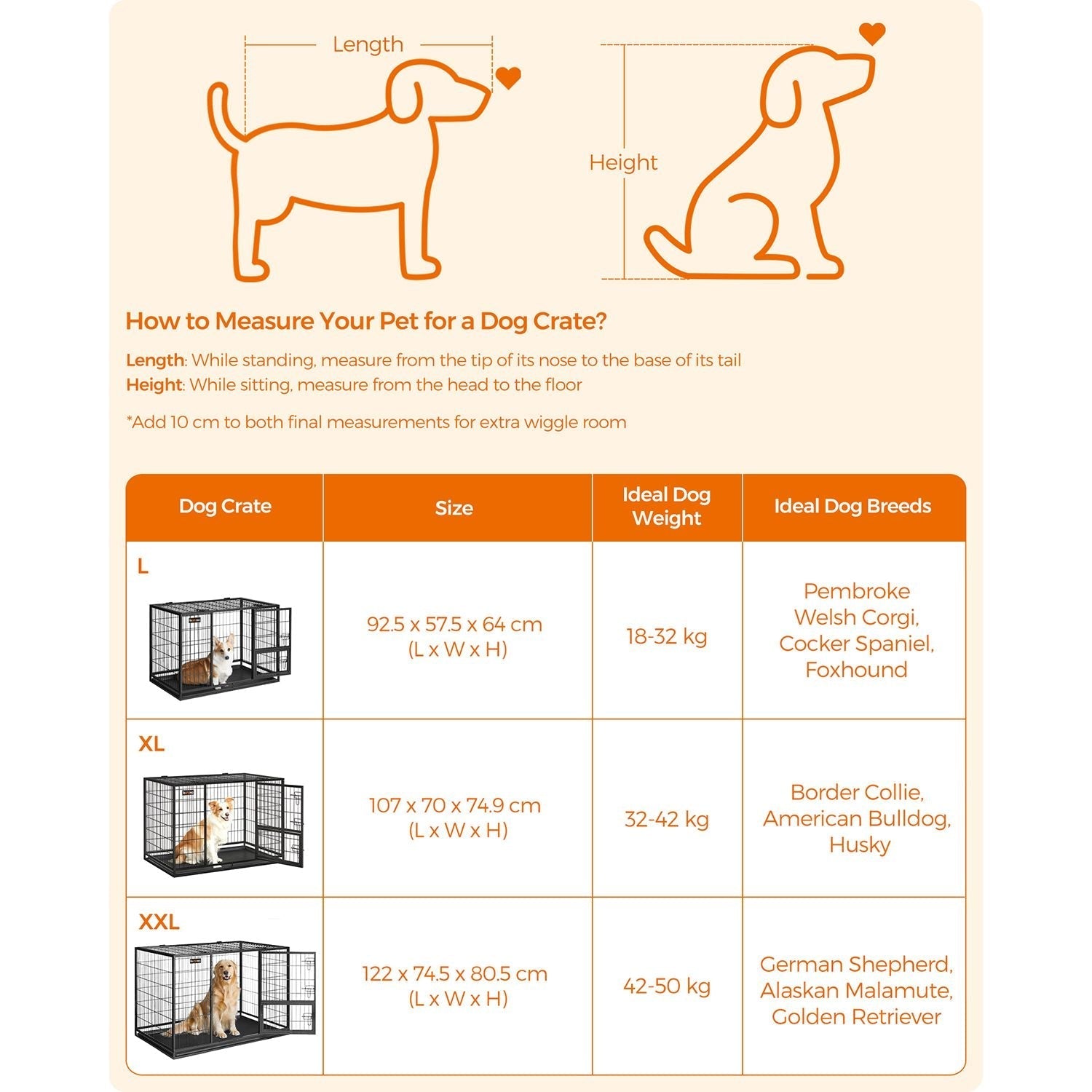Heavy-Duty Dog Crate - Metal - Black - Double Removable Door