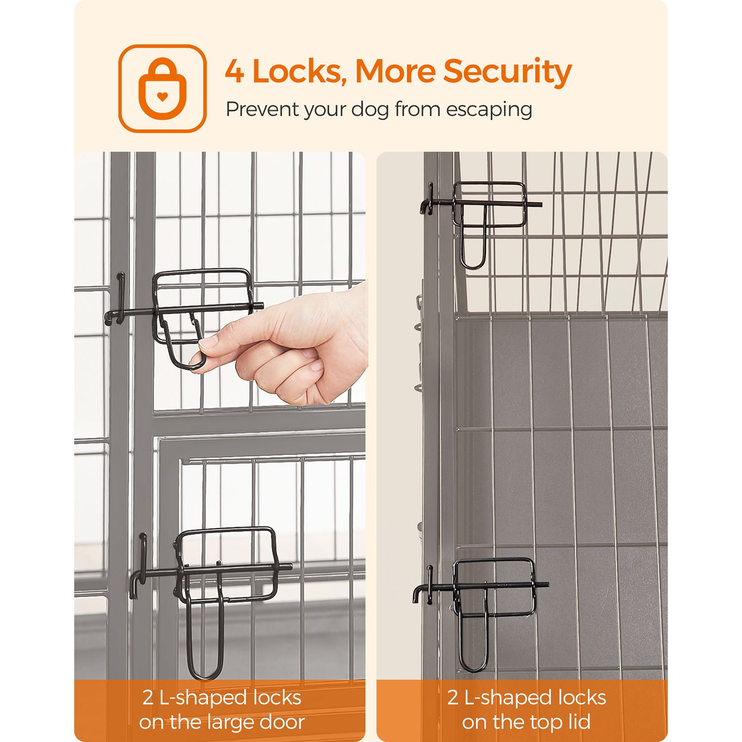 Heavy-Duty Dog Crate - Metal - Black - Double Removable Door