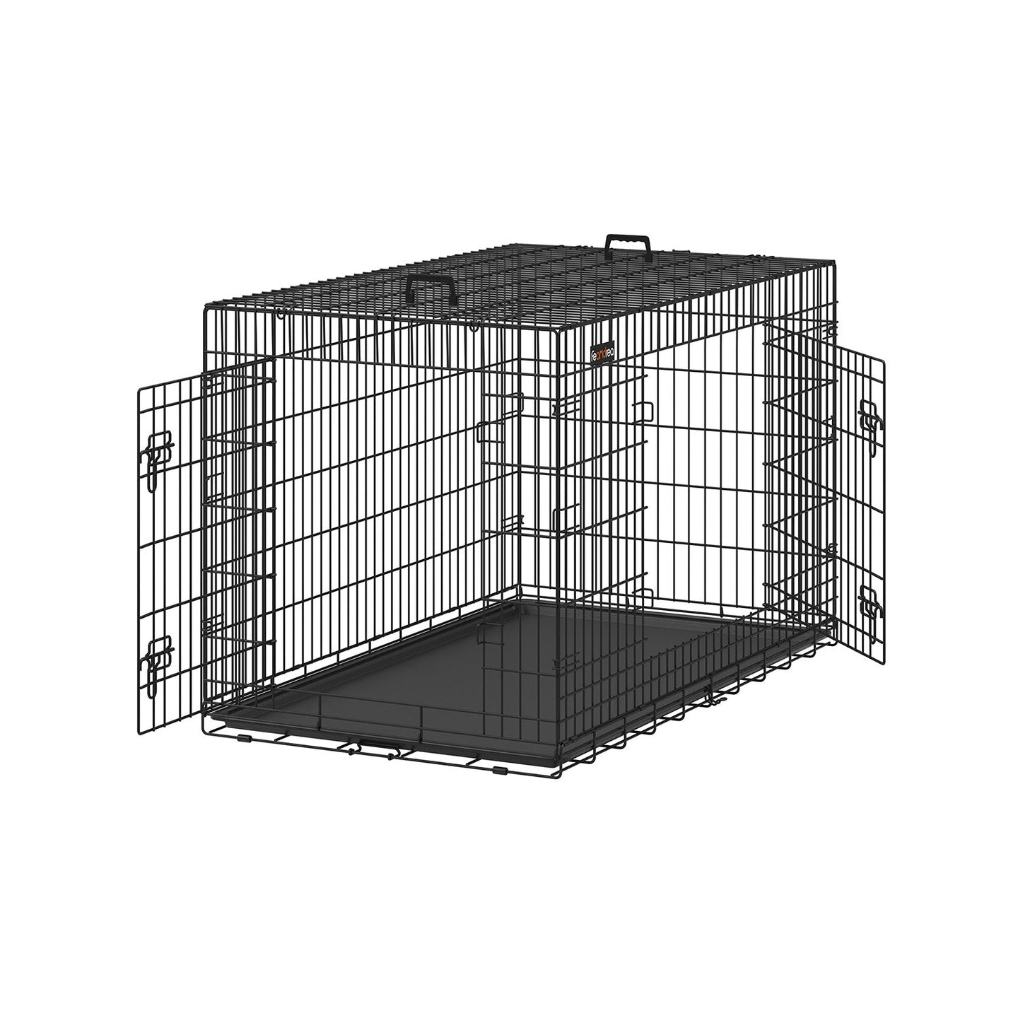 Foldable Dog Crate - Metal - Ink Black - 2 Doors with Tray