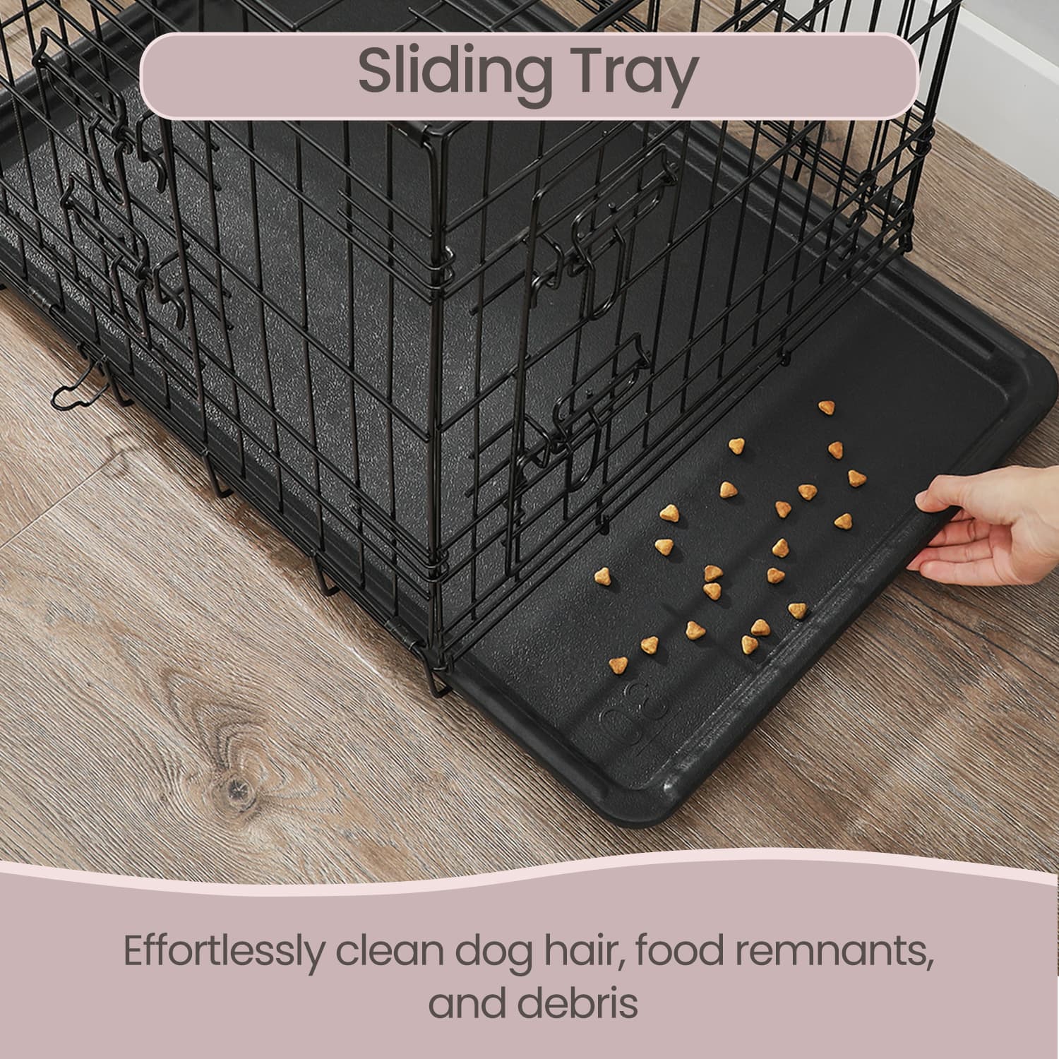 Metal Dog Crate - Metal - Black - Foldable with Removable Tray