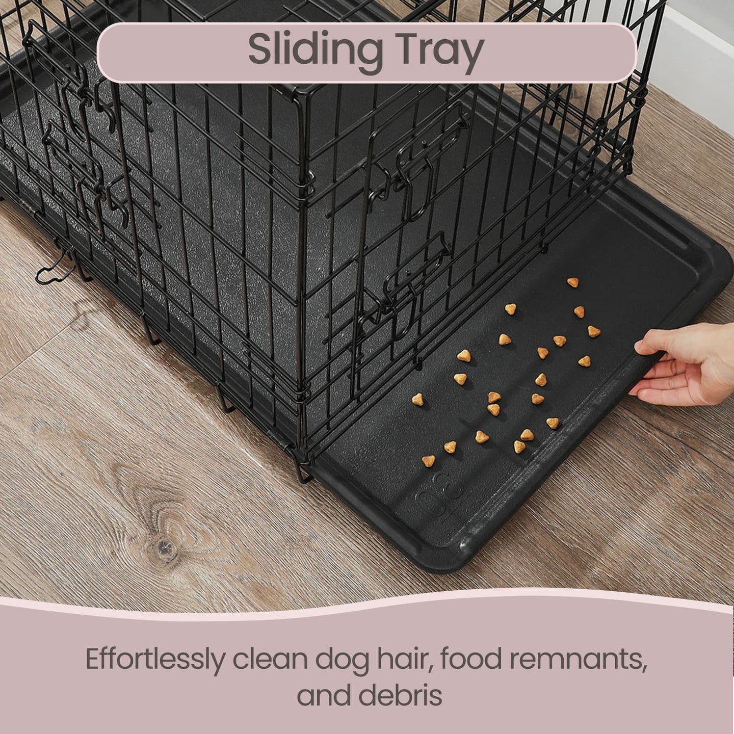 Metal Dog Crate - Metal - Black - Foldable with Removable Tray