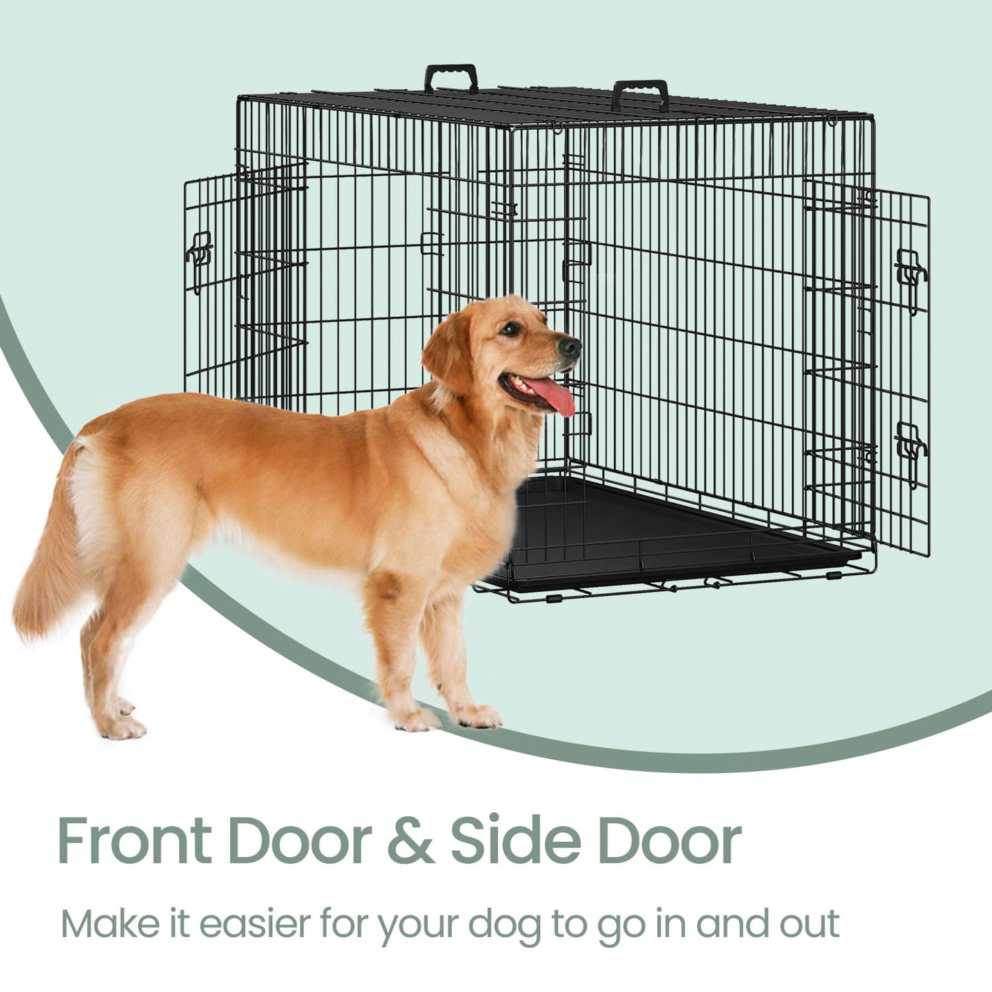Foldable Metal Dog Crate - Black - XXL Size with Removable Tray